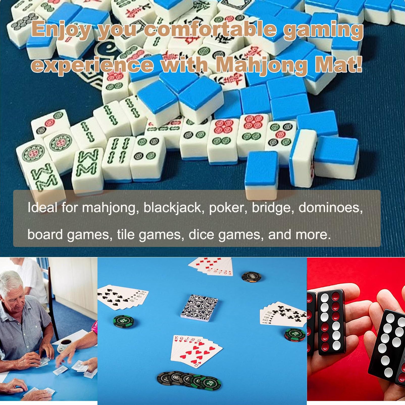 Mata Mahjong Czerwona antypoślizgowa podkładka pod stół Mahjong do gier karcianych Mahjong Poker Gry planszowe i kafelkowe (czerwony 33,5 x 33,5 cala)