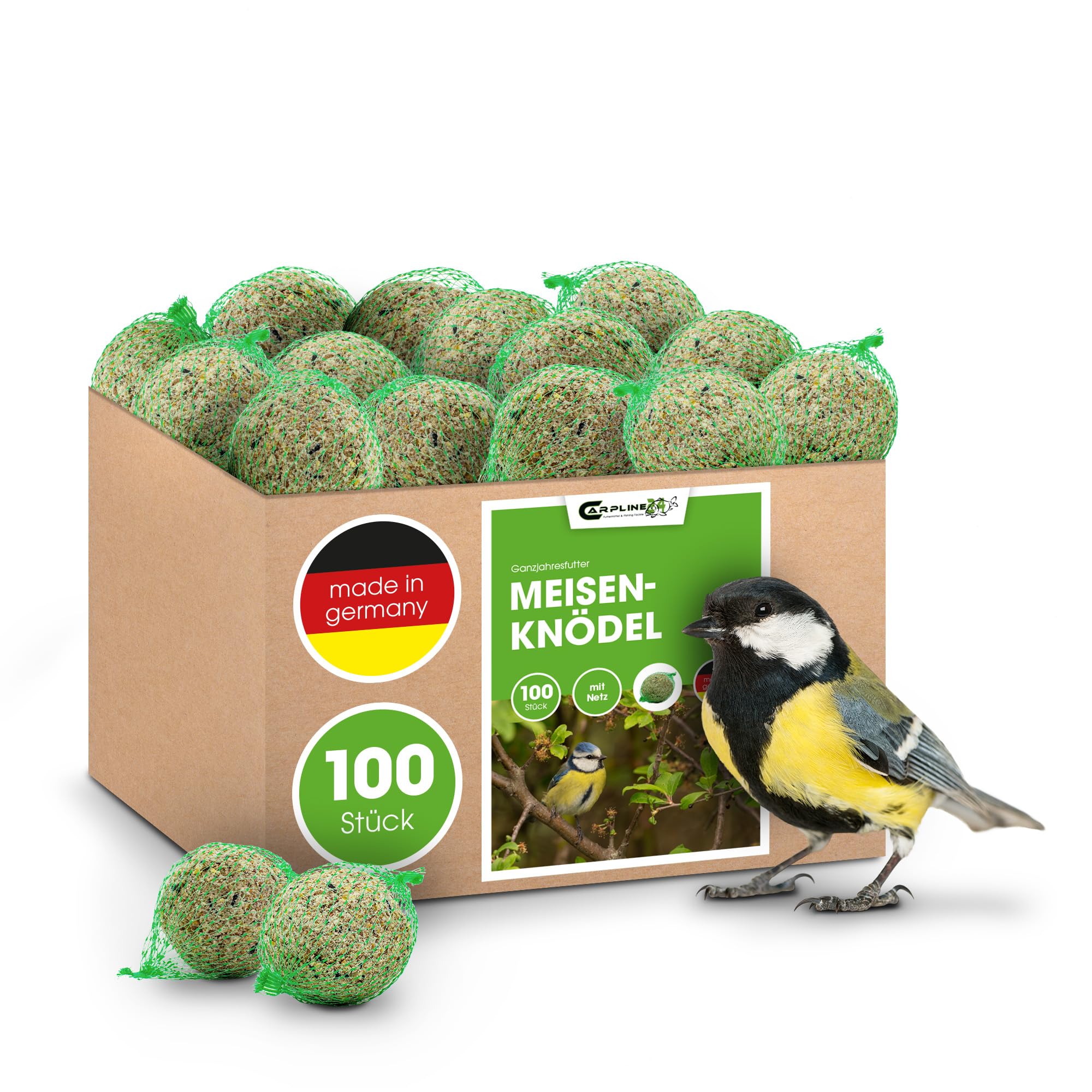 Meisenknödel mit Netz 100 Stück - Vogelfutter für Wildvögel - 9 Kg Wildvogelfutter