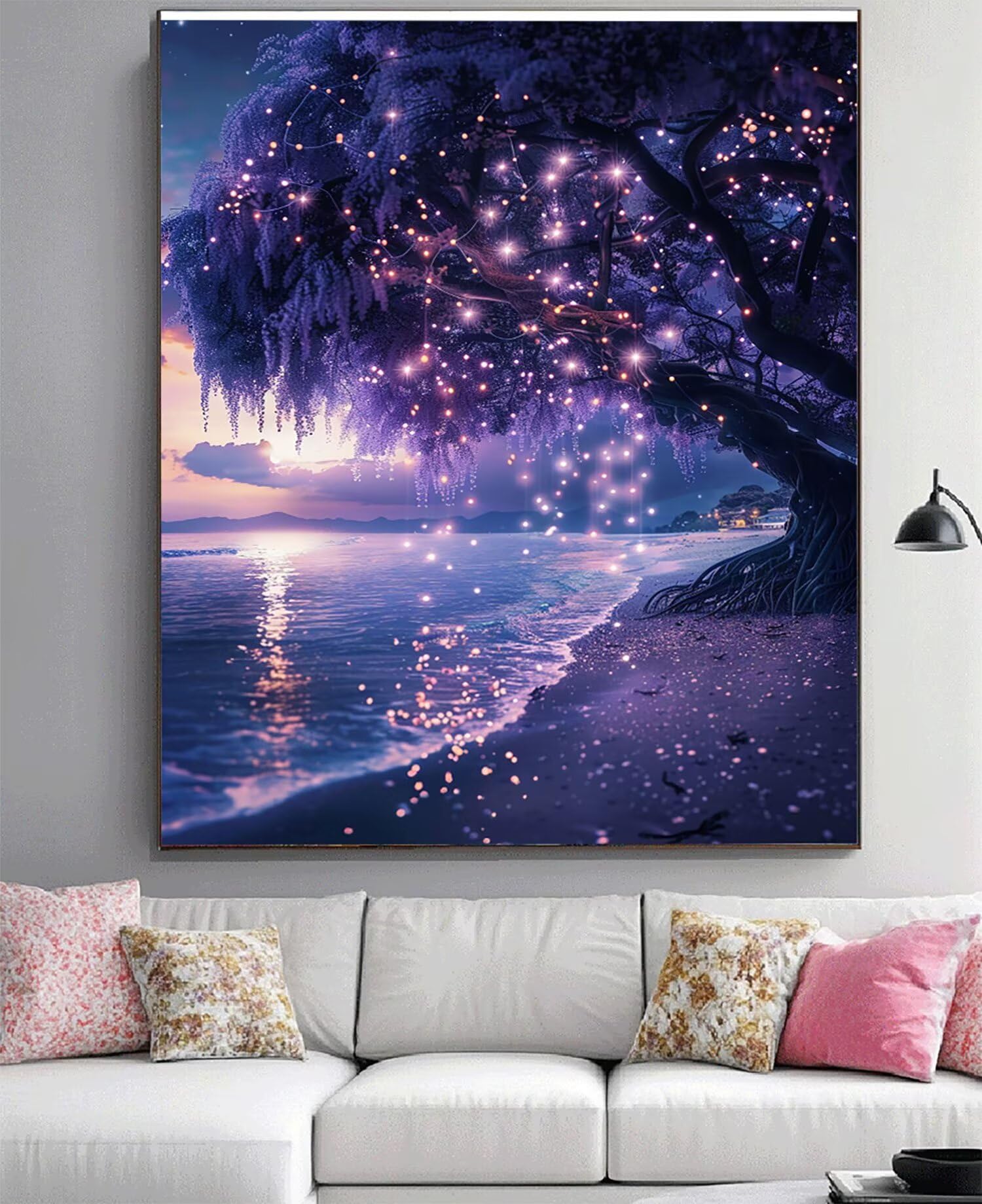 Malowanie diamentami duże 90 x 60 cm plaża malowanie diamentami kompletny zestaw, DIY pełne wiertło drzewo mozaika kryształ górski malarstwo diamentowe, diamentowe kryształowe obrazy artystyczne