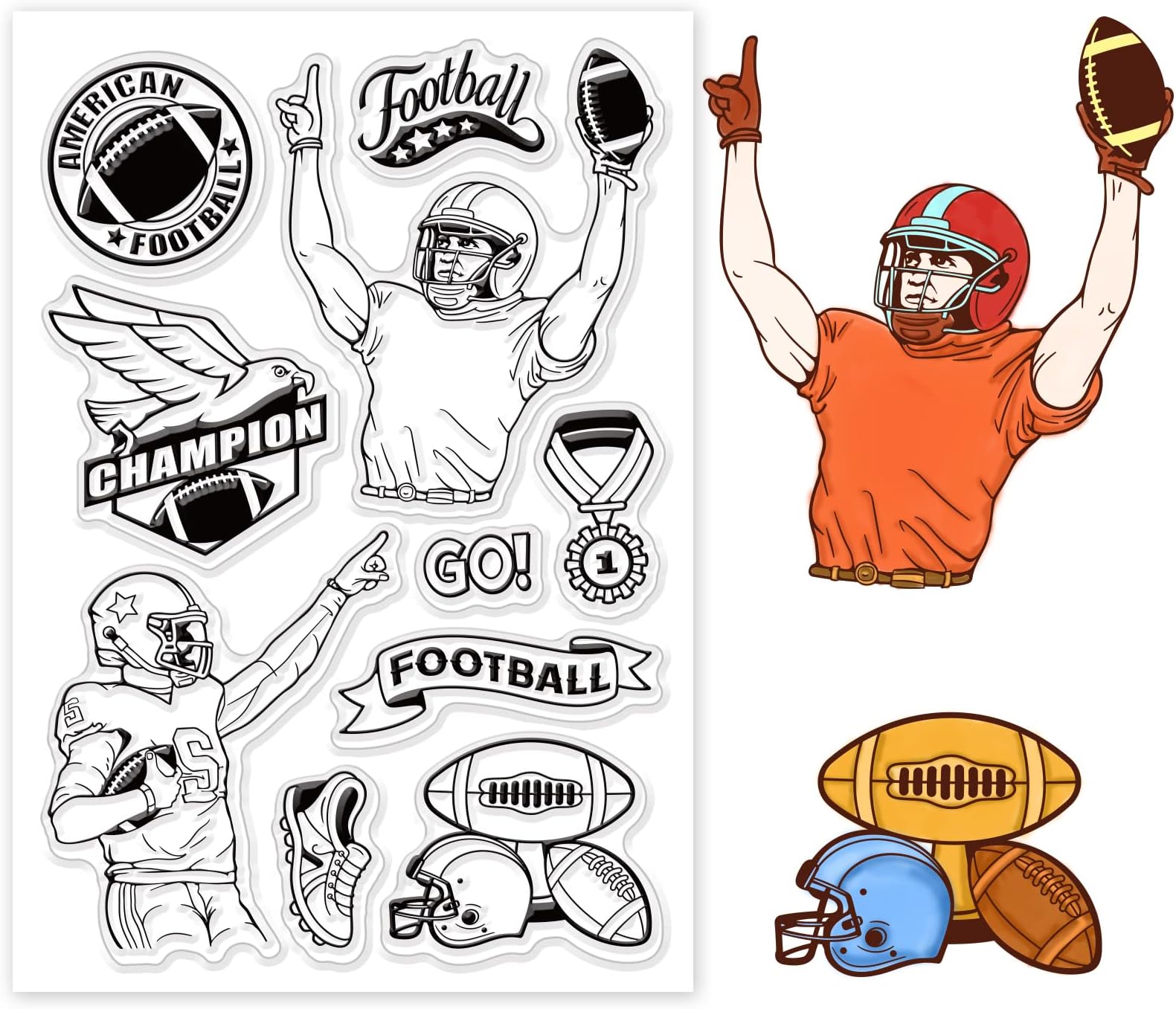 PH PandaHall Sport Clear Stamps, PVC Plastic Stamps Fashion Sport Football Theme Stamp for Sports Events, DIY Scrapbooking, Photo Album Decorative, Cards Making, Stamp Sheets, Film Frame