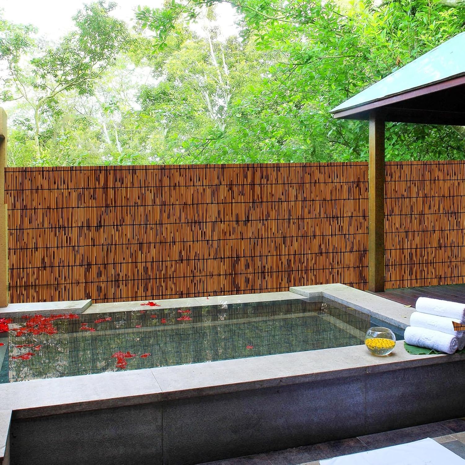 2PACK Natural Reed Fencing 6FT X 16.4FT Reed Fence 6FT High Balcony Reed Fence Privacy Reed Screen for Outdoor Backyard Patio(Brown)