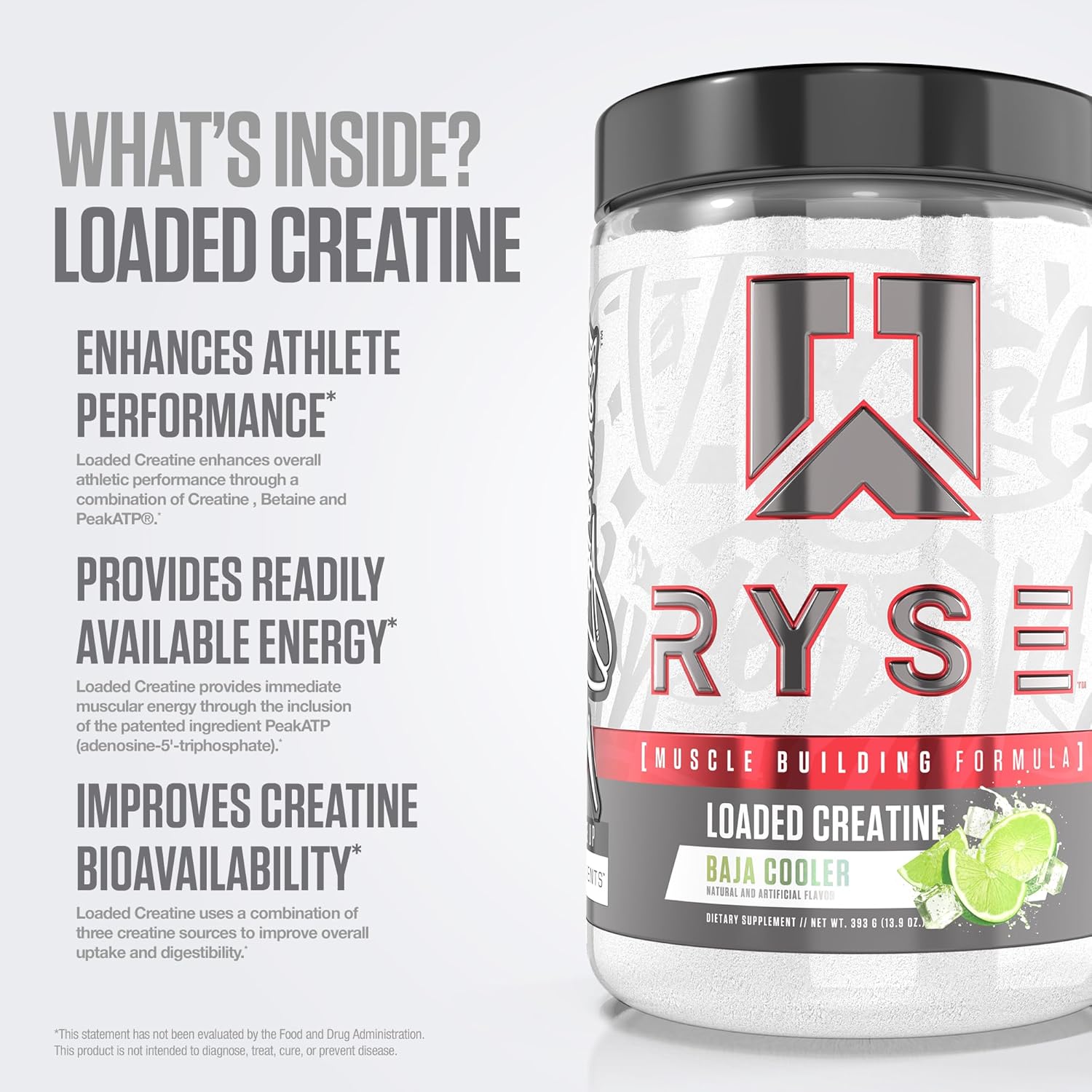 RYSE Loaded Creatine for Men & Women - Baja Cooler - Muscle Building Formula with 3 Forms of Electrolytes, Betaine Anhydrous and Peak ATP - Strength, Power & Endurance Support - 30 Servings