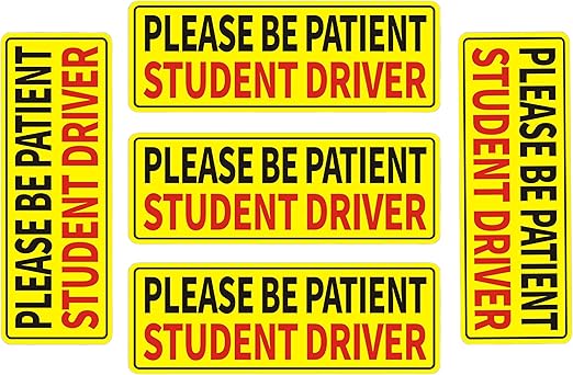 Non-Magnetic Student Driver Stickers - Removable Student Driver Stickers, Safe for Painting Removable Back Glue Works Better Than Magnetic Suitable for Plastic Bumpers and Windows 5pcs