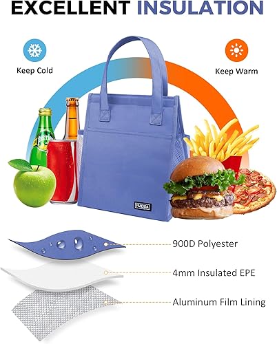 Miniatura 5 de Fmeida - Bolsa de almuerzo aislada para mujeres, 6.75L, bolsas de almuerzo pequeñas con múltiples bolsillos, reutilizables, térmicas, para el