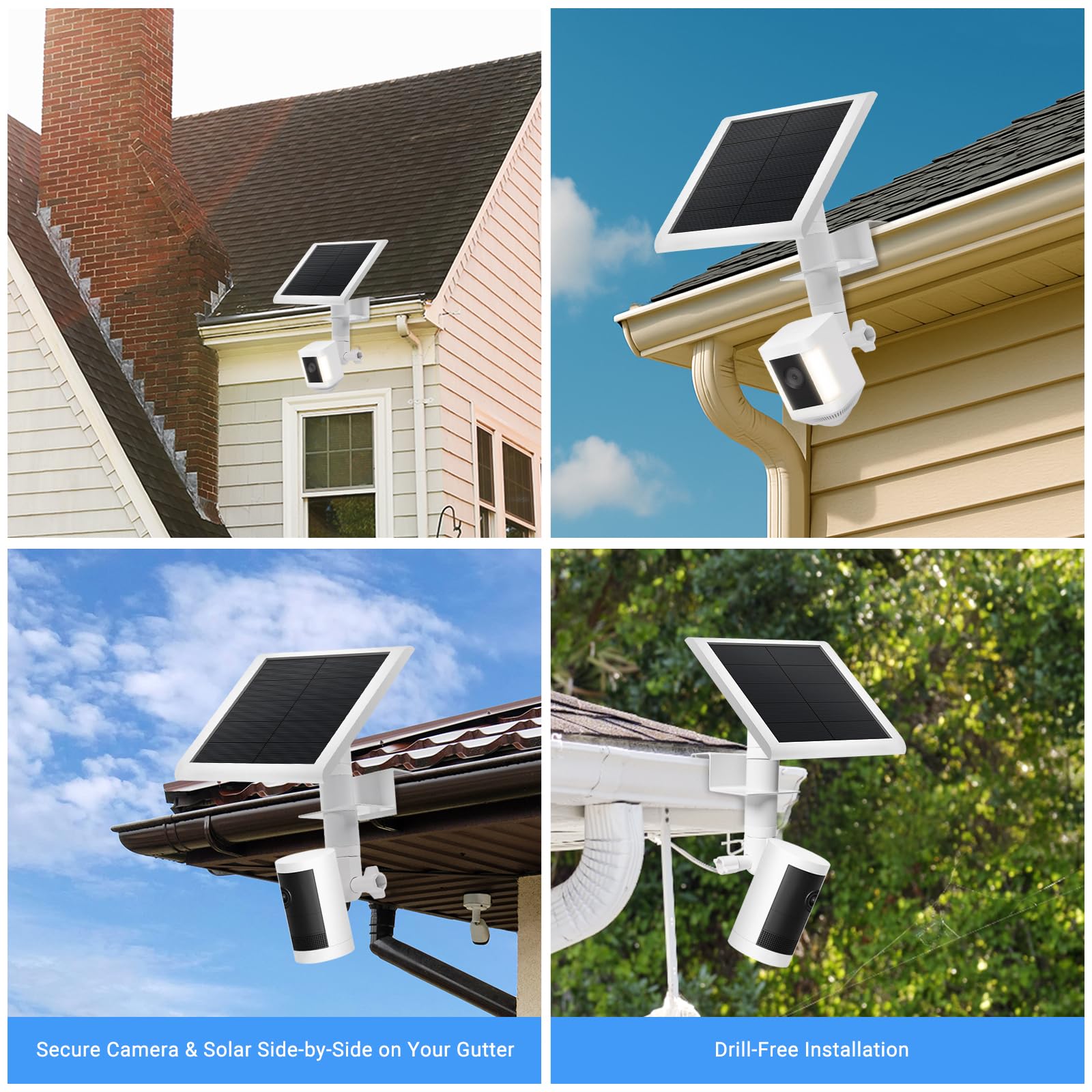 2-in-1 Dachrinnenhalterung ohne Bohren für Ringkameras & Solarmodule | 360° verstellbar, universelle Kompatibilität (2 Stück)