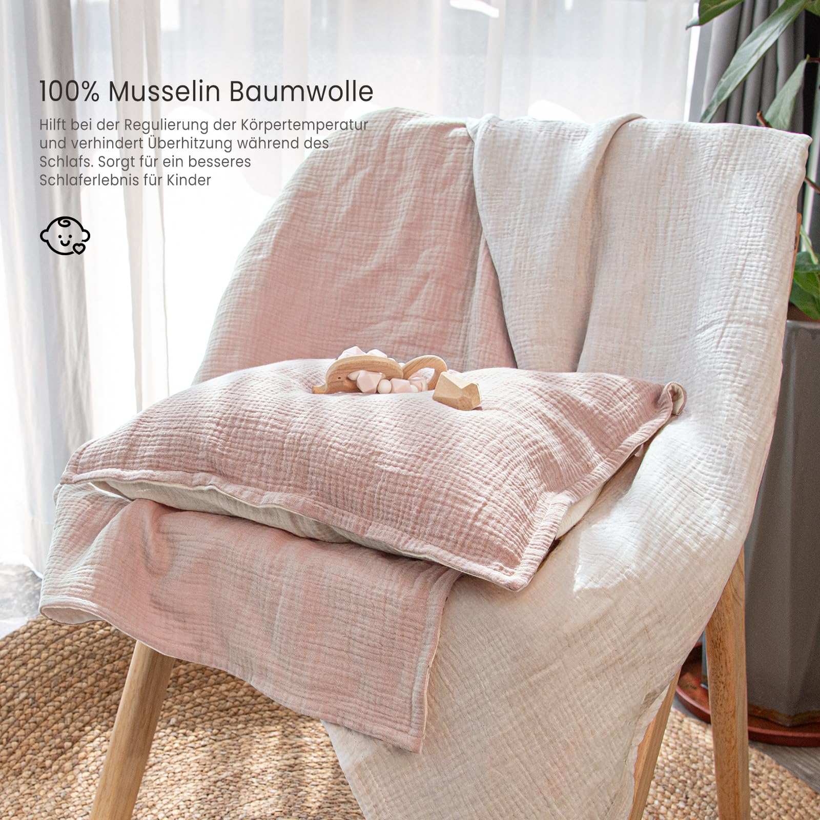 Parure De Lit Bébé Lulumoon 100x135cm - Housse De Couette + Taie 40x60cm - 100% Coton Mousseline OEKO-TEX