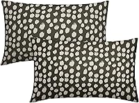 Vista 63 de Fundas de almohada marrón y blancas de 18 x 18 pulgadas, juego de 2 almohadas boho grises con lunares, fundas de almohada modernas estampadas