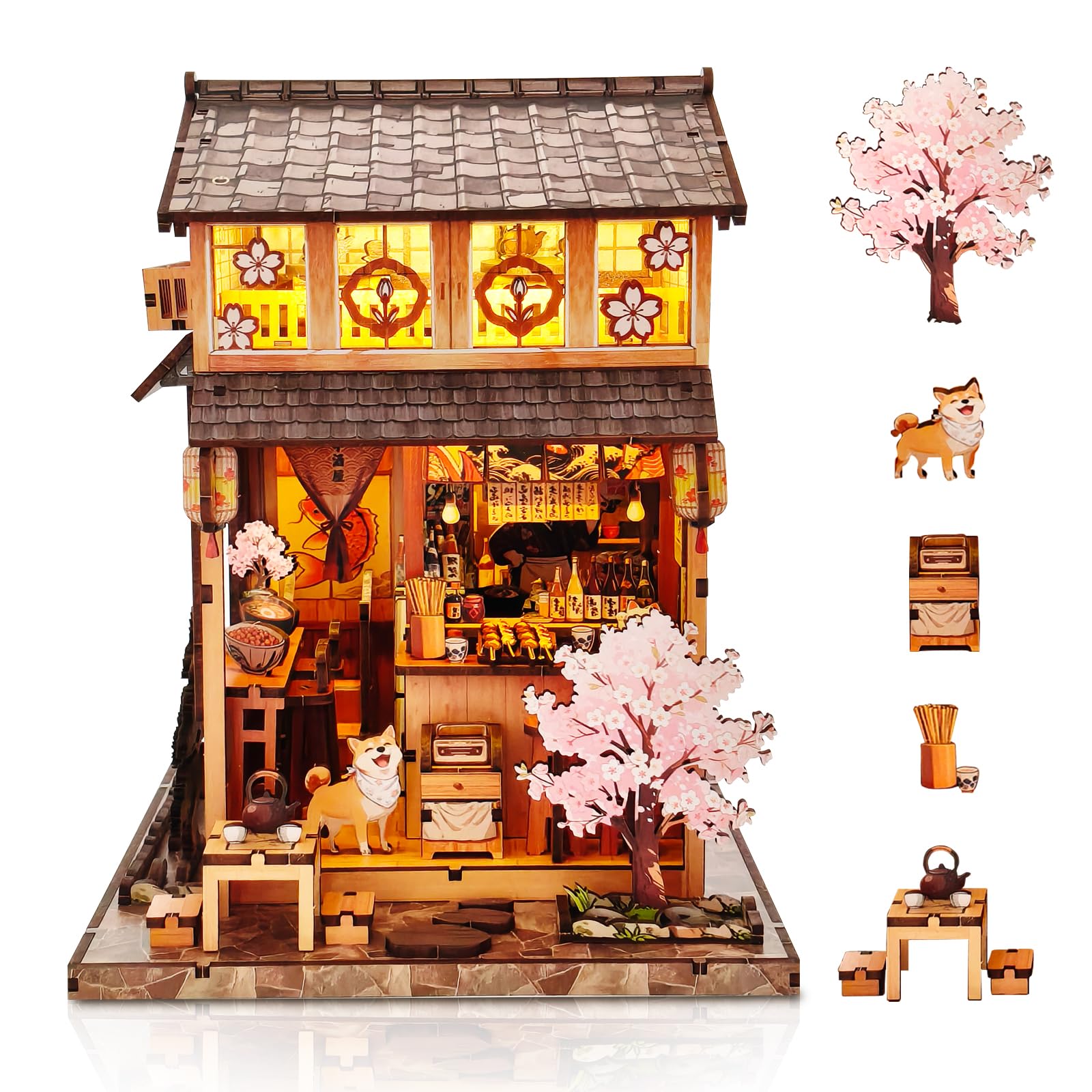 Foyucool DIY Miniature House Kit for Adults, Tiny House with LED Lights