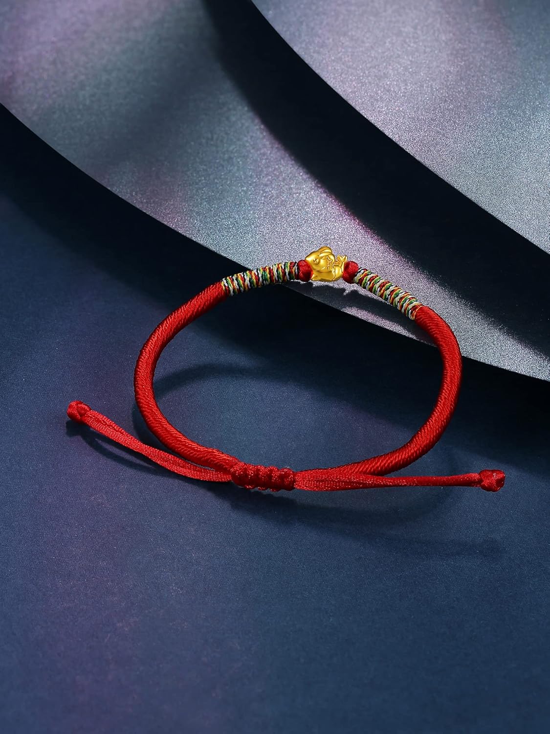 ZHOU LIU FU 24K Gold Bracelet Zodiac Charm Bracelets Constellation Jewelry Horoscope Sign Red Braided Bracelet Healing Dainty Solid Gold Gifts for Women Men
