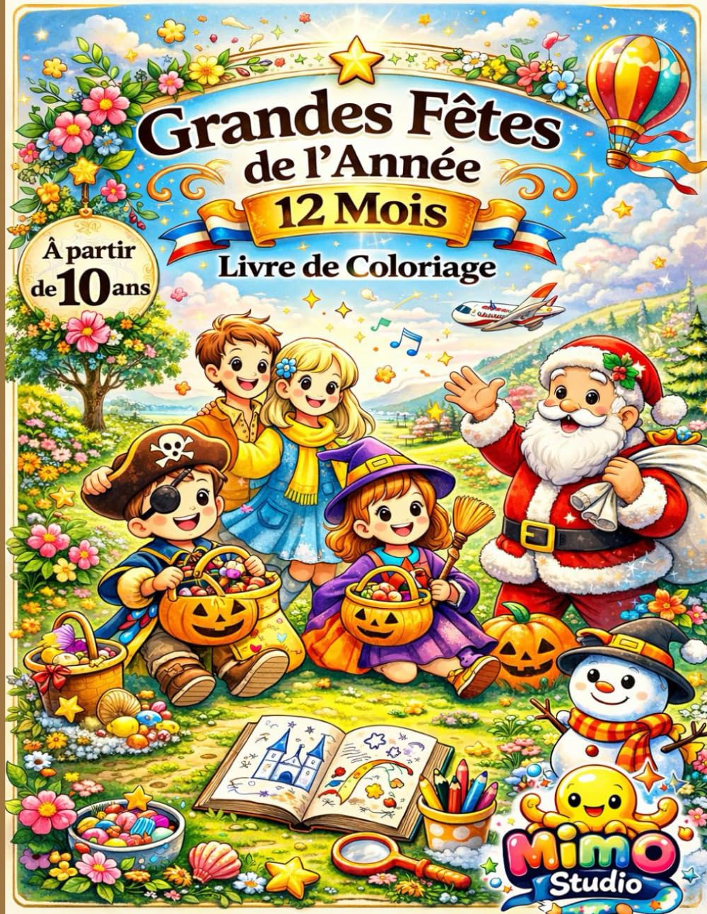 Grandes Fêtes de l’Année – 12 Mois: Livre de coloriage éducatif pour découvrir les grandes fêtes et traditions du monde – spécial enfants dès 10 ans