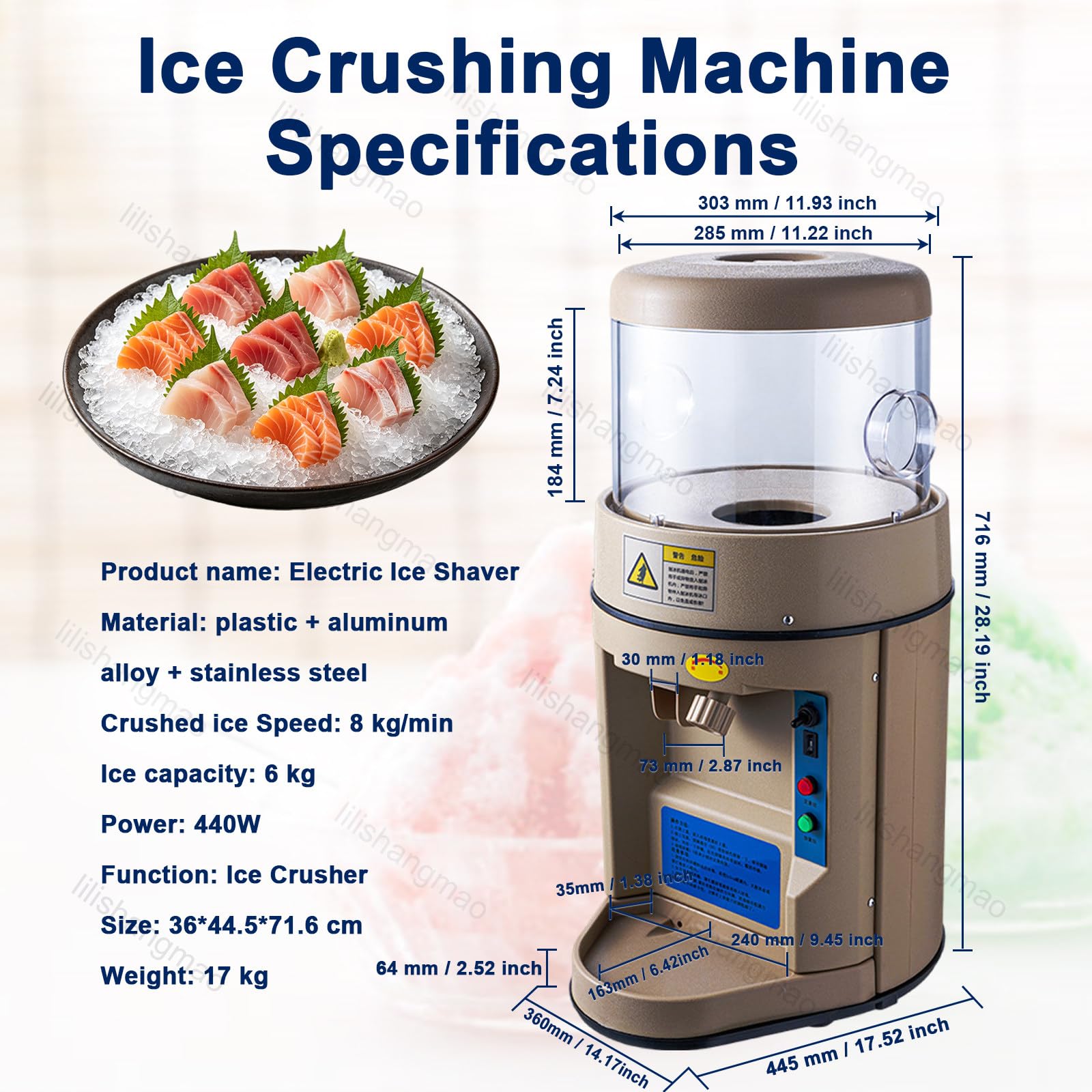 Trituradora De Hielo Eléctrica para Cócteles, Máquina para Granizados con Regulador De Grosor Manual Y Dosificador De Hielo, Acepta Cubitos De Hielo De hasta 3x3 cm, Ideal para Fiestas