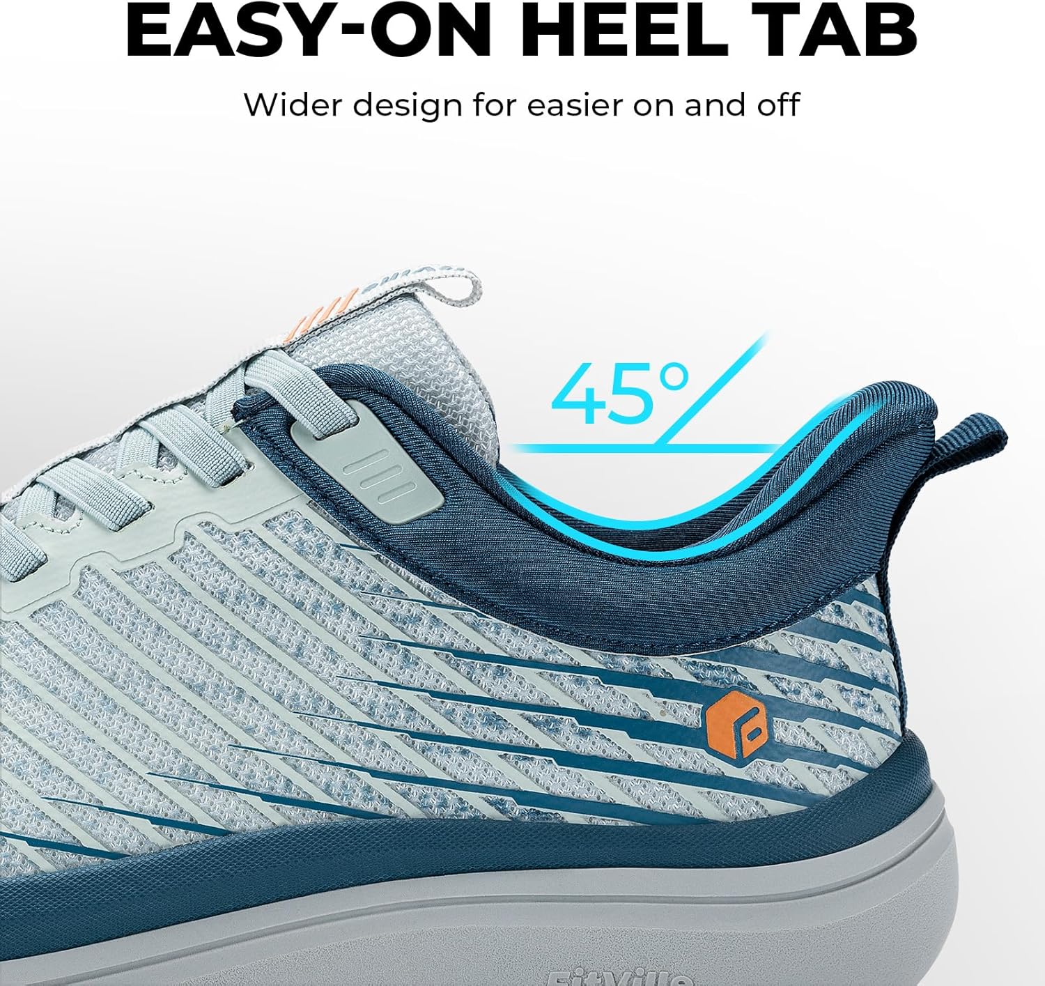 FitVille Men's Extra Wide Slip-On Walking Shoes, Breathable Sneakers with Arch Support for Flat Feet, Heel Pain Relief & High Rebound Midsole - Image 4