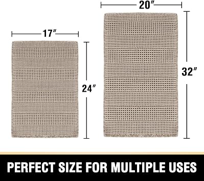 H.VERSAILTEX Waffle Bath Mat Super Absorbent Bathroom Mats Non Slip Bath Rugs for Bathroom Floor Machine Washable Ultra Soft Bathroom Rugs for Beside Tub, (32 x 20 Plus 24 x 17 - Inches, Irish Cream)