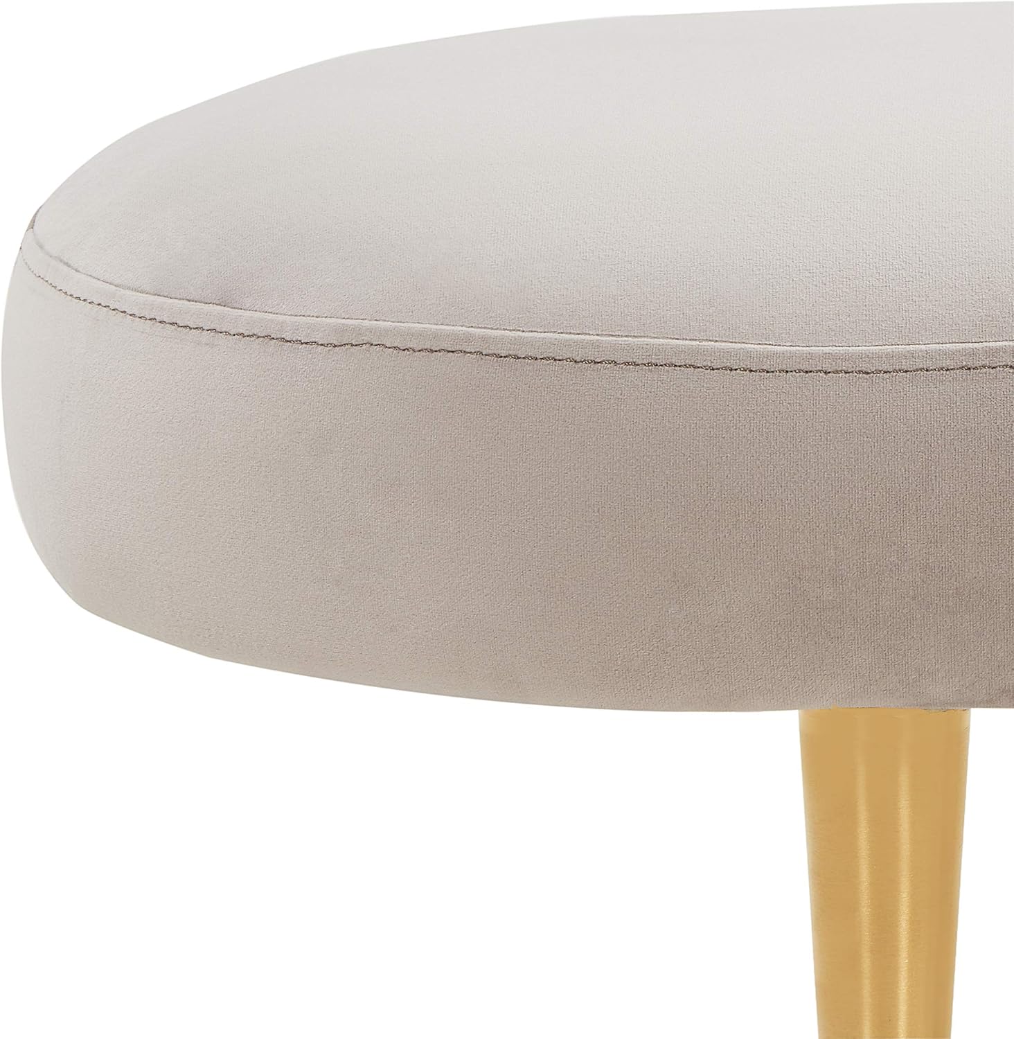 SAFAVIEH Couture Collection Corinne Pale Taupe Velvet and Gold Oval Bench