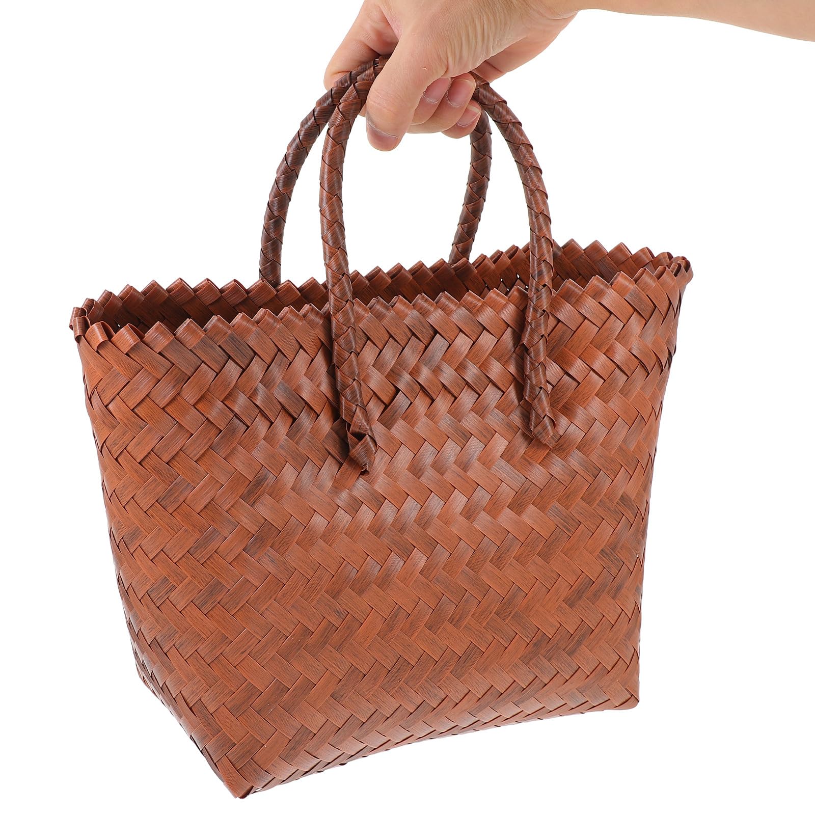 DECHOUS Bolso de Paja Mujer Mano con Asa Resistente Bolsa Tote Versátil para Picnic Almacenamiento Cocina y Playa Ligero y Espacioso para Uso Diario
