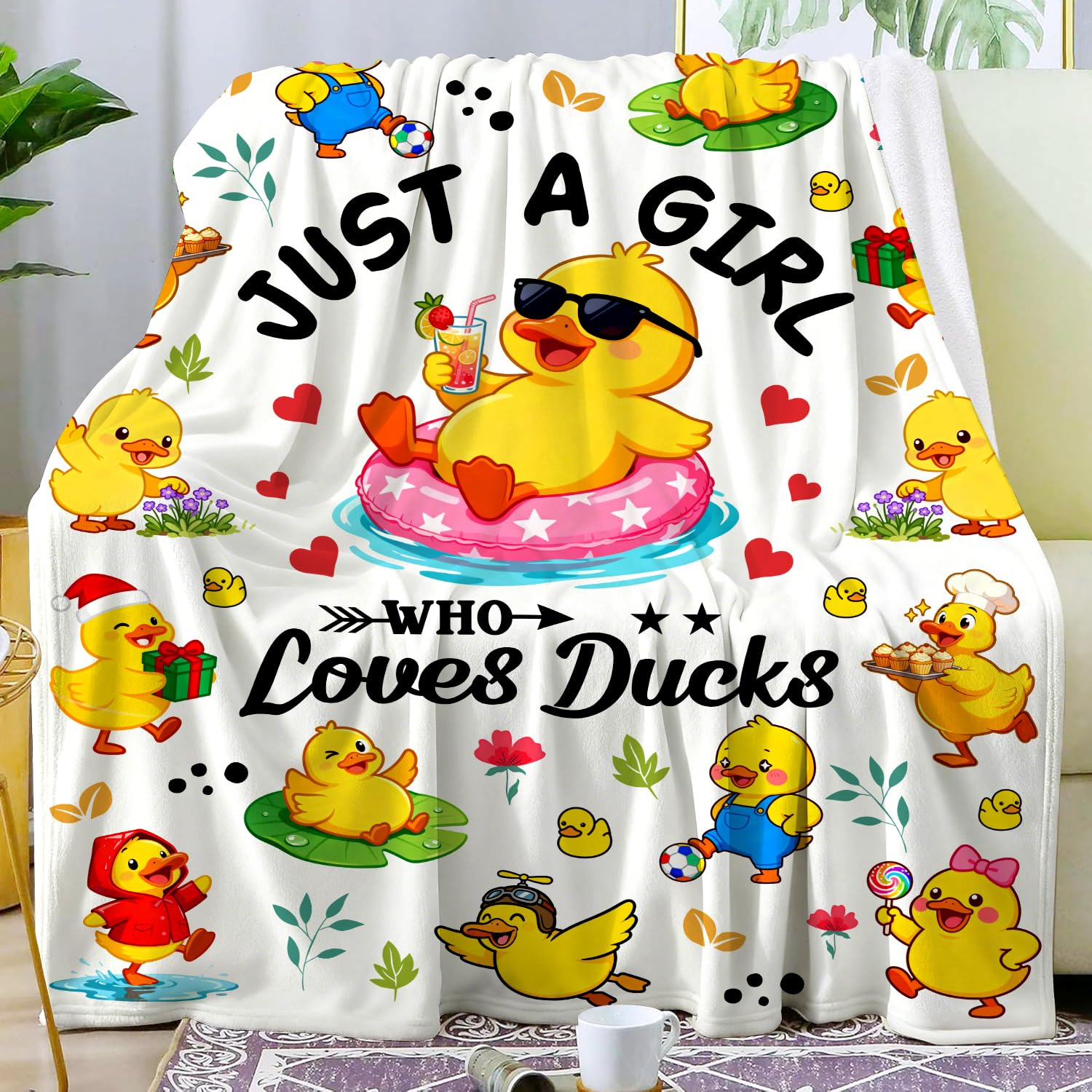 Condition photo showing New/Like New for cute duck blanket gifts for ducks lover soft warm ducks throw blanket bedding decor duck gifts for girls kids women adults 50"x40"