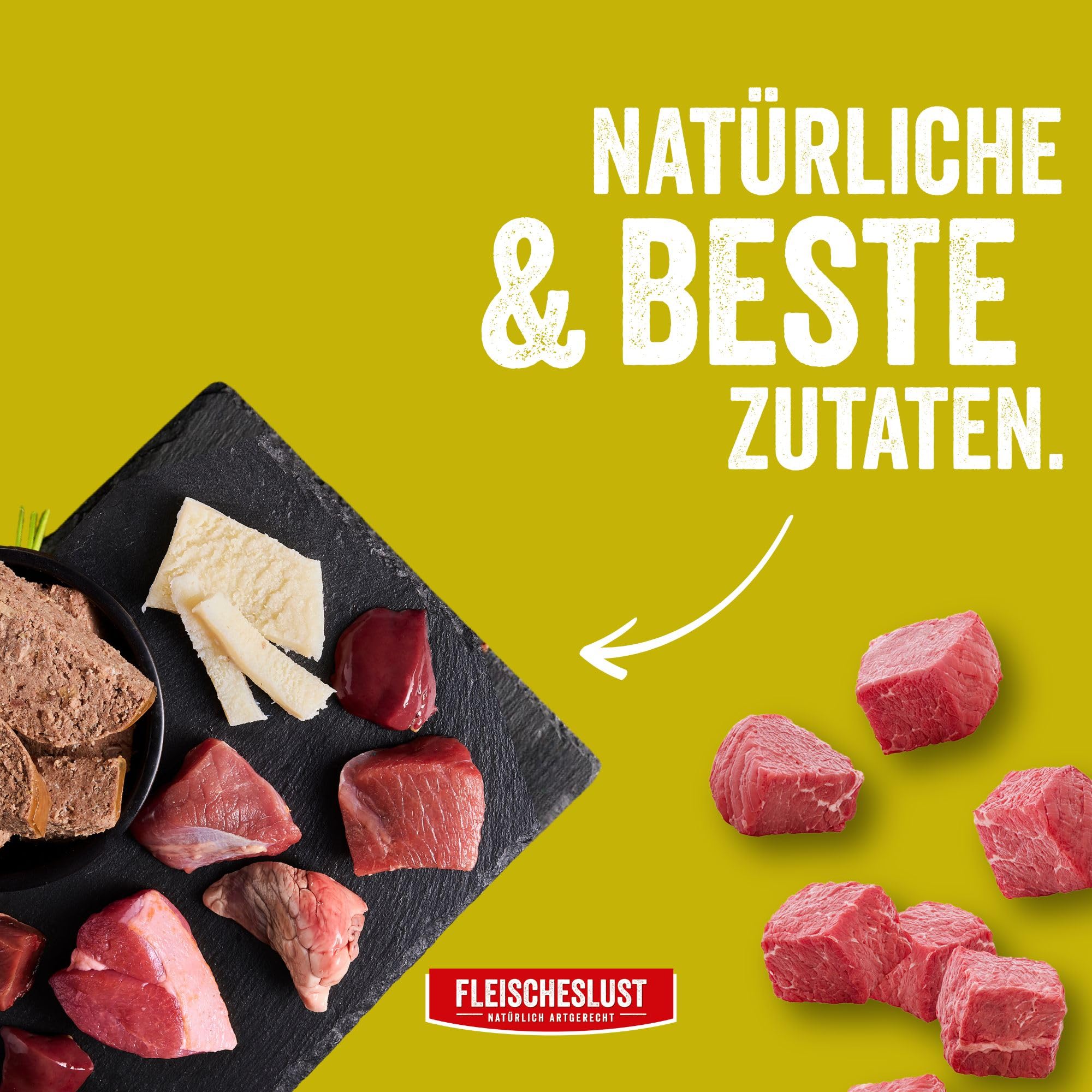 Steakhouse Ziege pur (12x500g), Nassfutter für Hunde & Katzen, sensitives Ergänzungsfutter, Monoprotein, getreidefrei, 14x Wurst von Fleischeslust