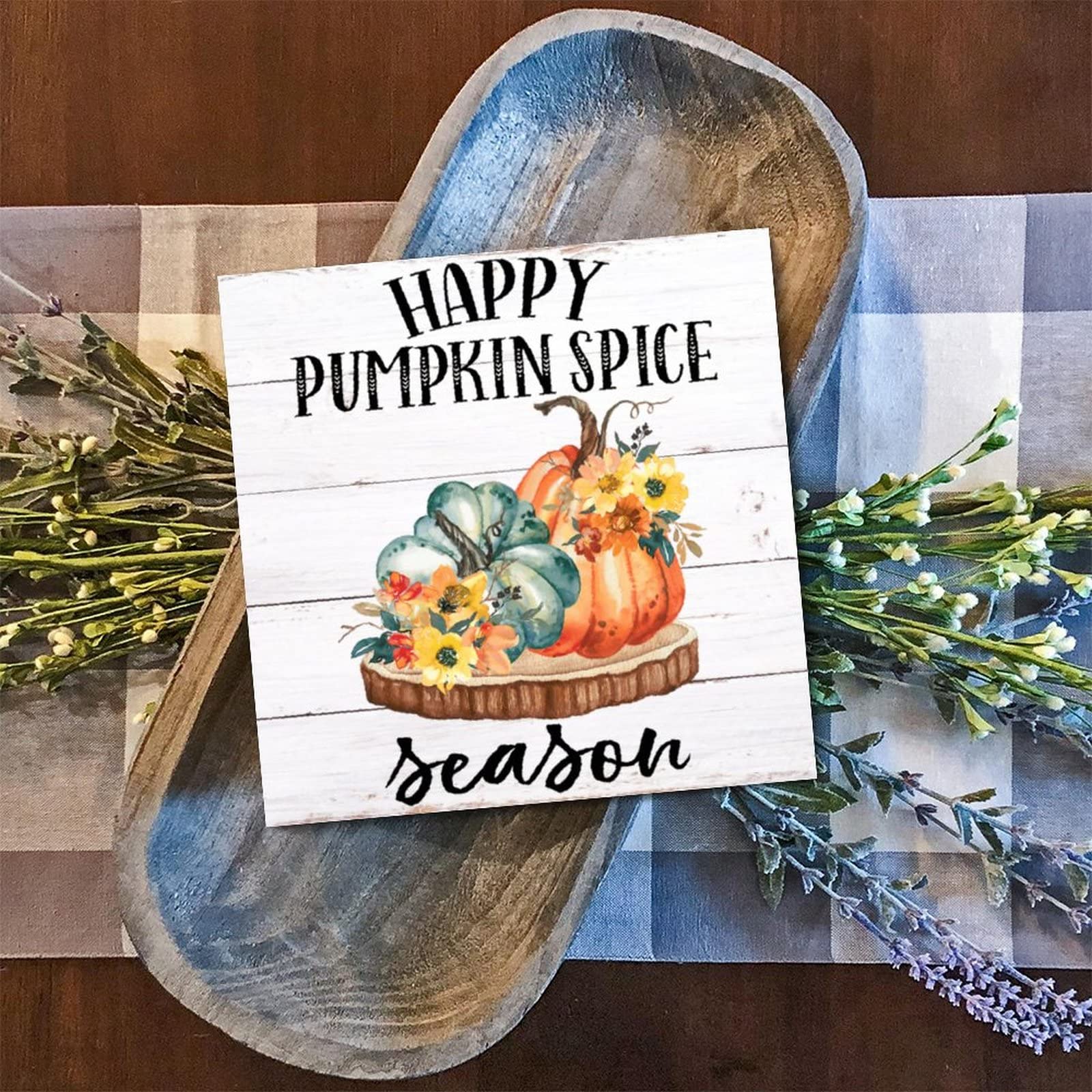 Panneau en bois Happy Pumpkin Spice Season pour un intérieur chaleureux