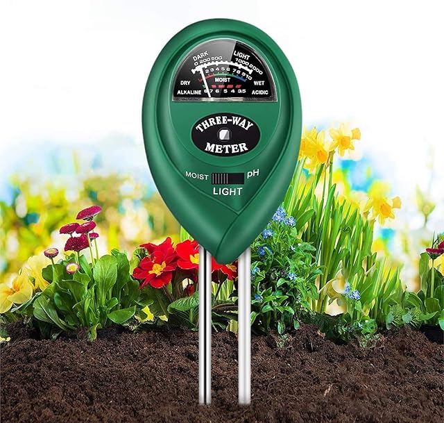Soil PH Meter, Soil Moisture Meter, 3-in-1 Soil Tester, Plant Soil Testing Kit with Moisture/Light/PH, Suitable for Lighting and PH Testing Of Gardens, Indoor & Outdoor Potted Plant(No Battery Needed)