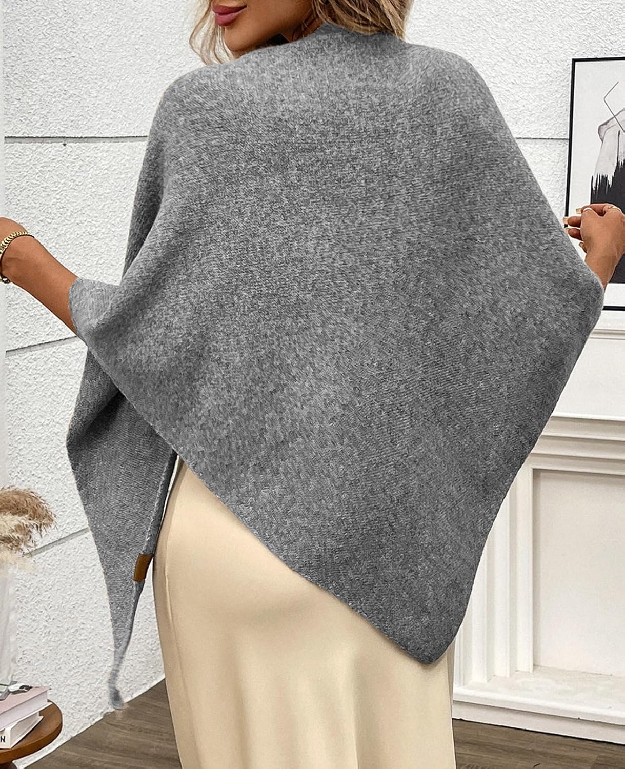 Women's Pashmina Shawl Wraps for Evening Dresses Wedding Bridal Open Front Poncho Cape Soft Large Scarf - Image 2