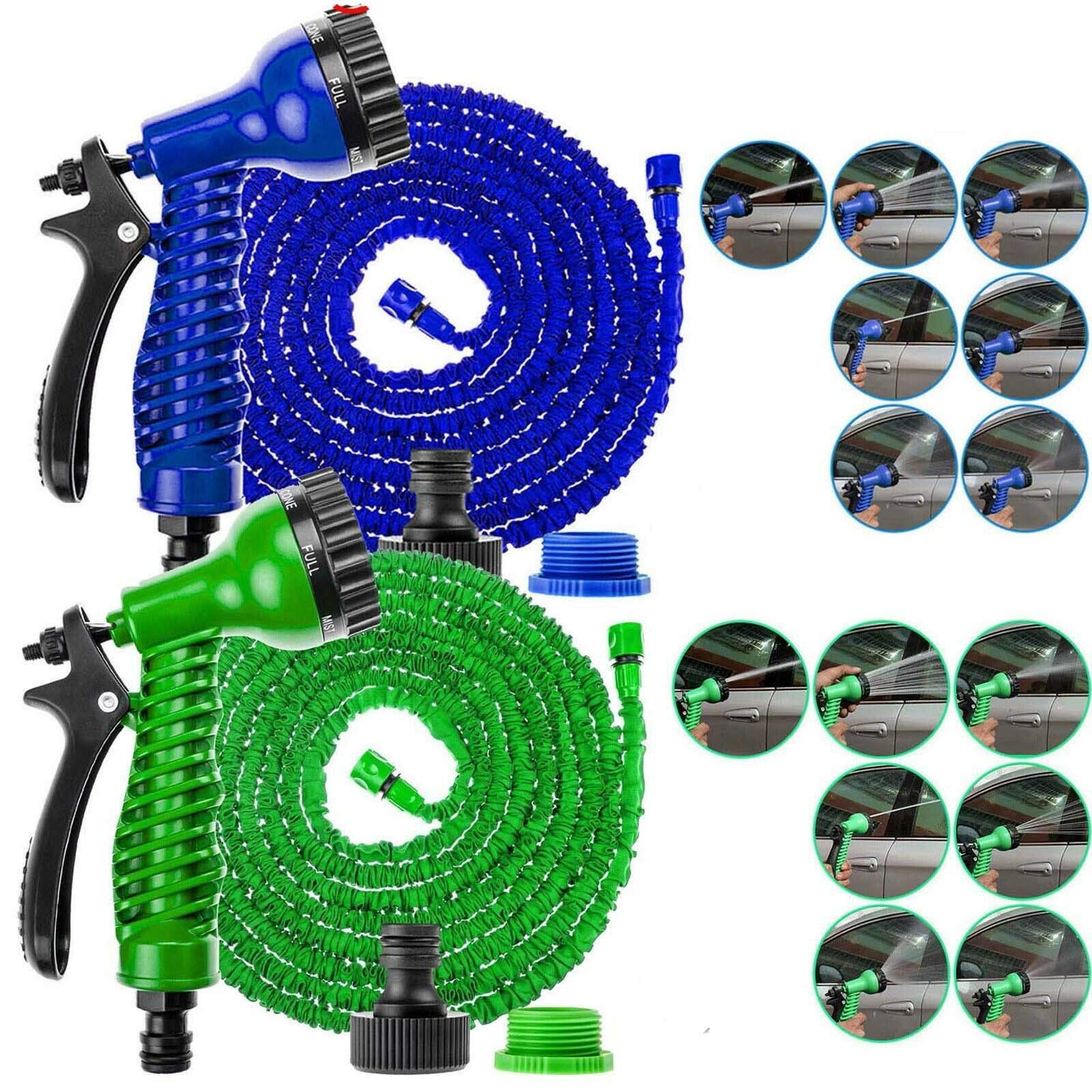 Lucn 200FT Magic Water Pipe Household Telescopic Hose Car Watering Garden Wash Gun with 7 Modes Spray Gun Flexible & No Kink Magic Water Hose, Fitting 3/4" to 1/2" Male Thread Faucet, Blue