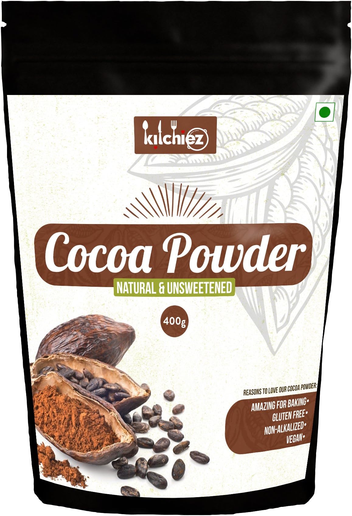 Kitchiez Unsweetened Natural Cocoa Powder, 400 g