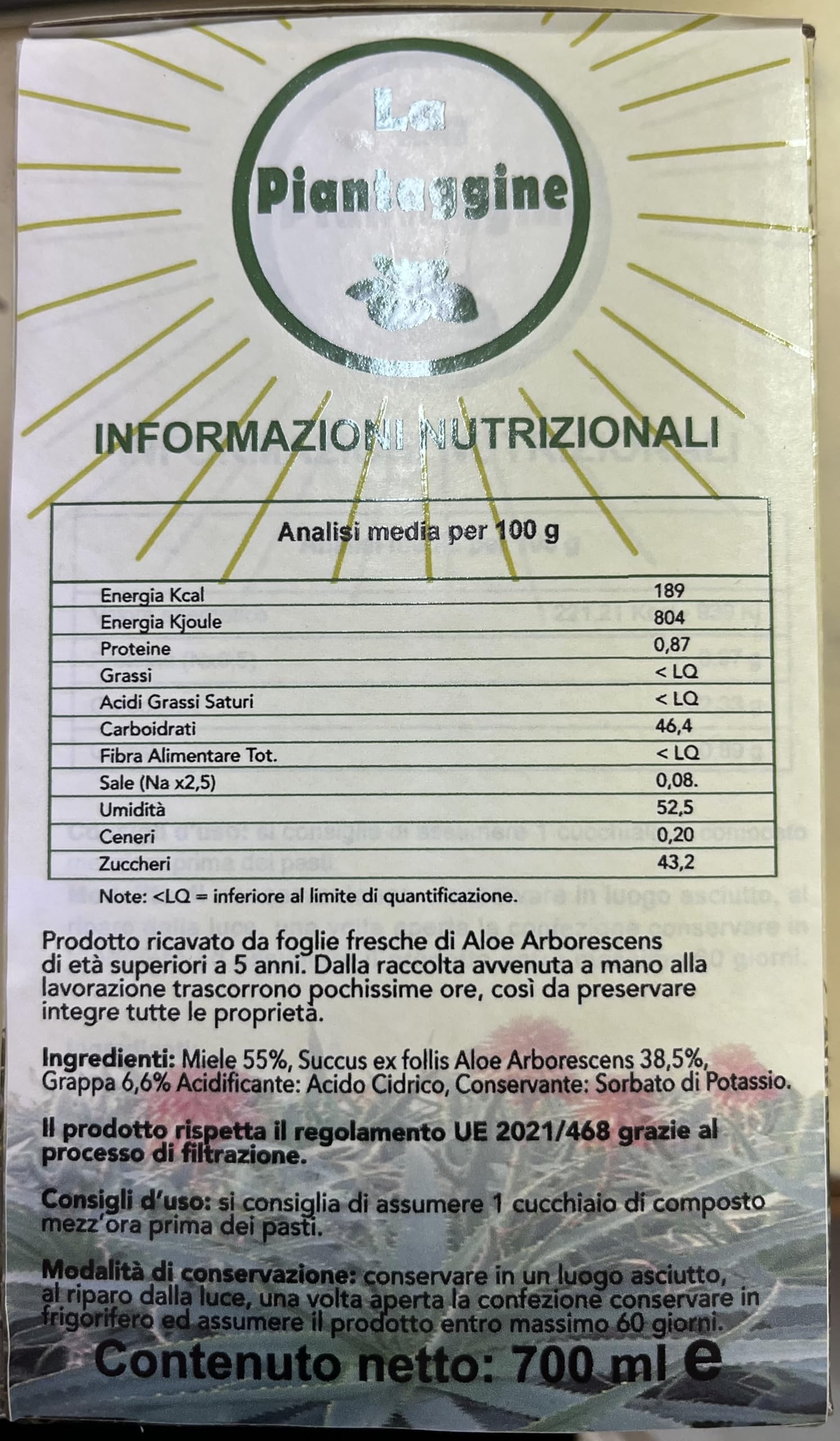 Aloe ArboresSCENS comme sur la réception de Père romain Zago, produit par des feuilles fraîches