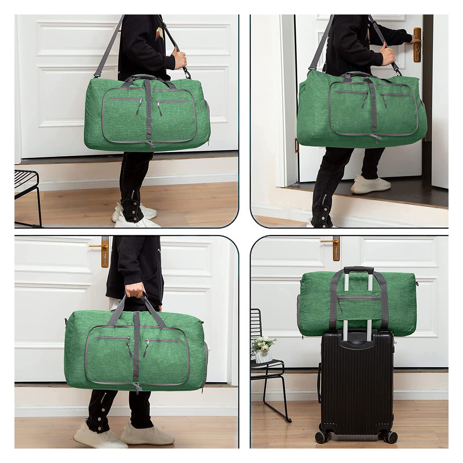 CORIOS Borsone da Viaggio Uomo/Donna 115L Pieghevole Borsa Sportiva Grande Bagaglio a Mano con Scomparto Scarpe Borsone Palestra Ultra-Leggero Piscina Palestra Weekender Pernottamento Verde Scuro