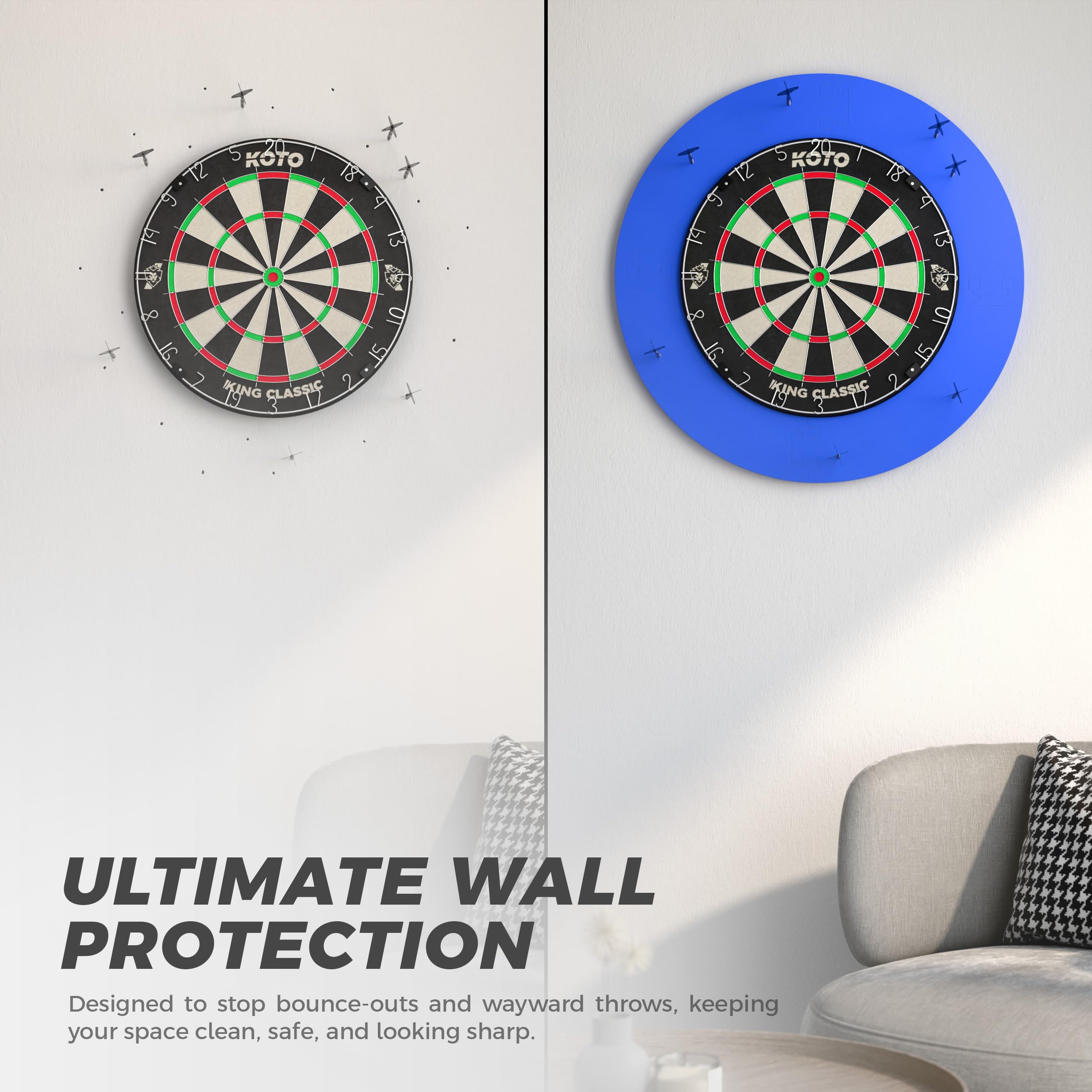 KOTO - Surround 4 Pezzi (13,5 cm) Blu, Surround per Bersaglio, Economico e Resistente, Previene Danni a Pareti e Punte delle Freccette