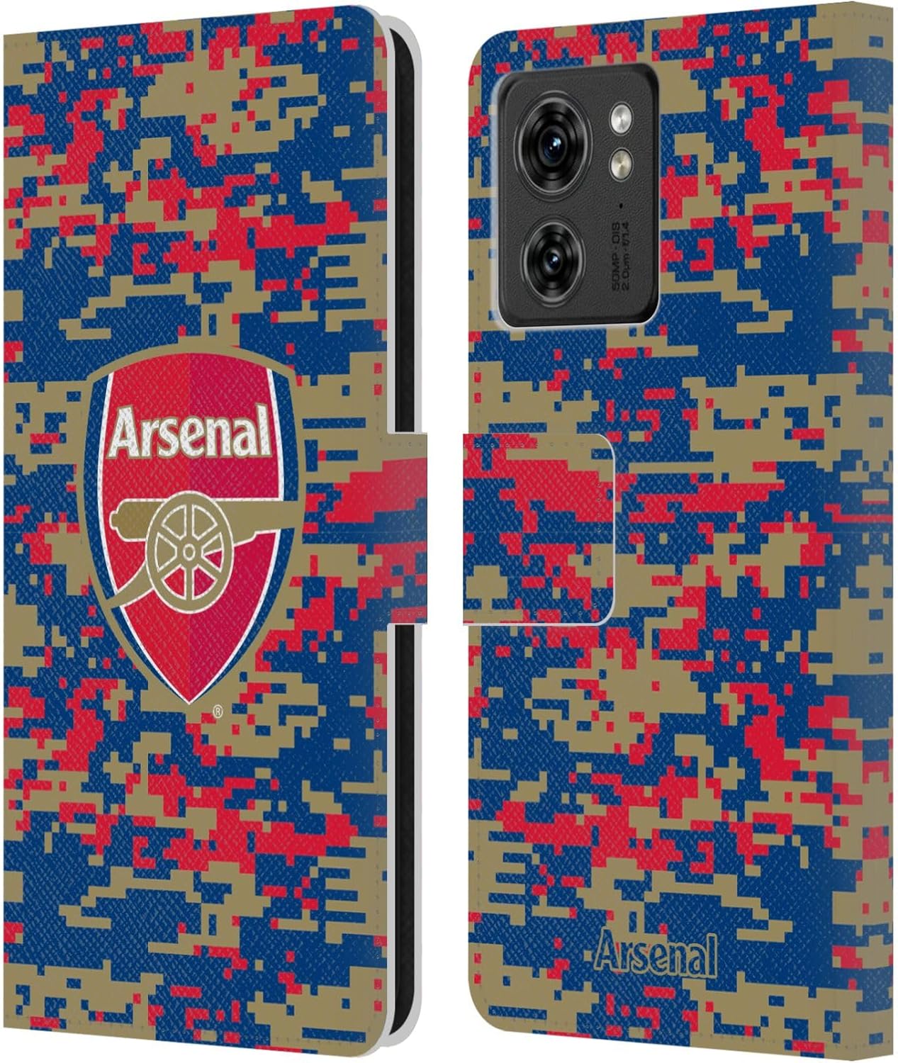 Head Case Designs Officially Licensed Arsenal FC Digital Camouflage Crest Patterns Leather Wallet Case Compatible with Motorola Moto Edge 40/Edge (2023)