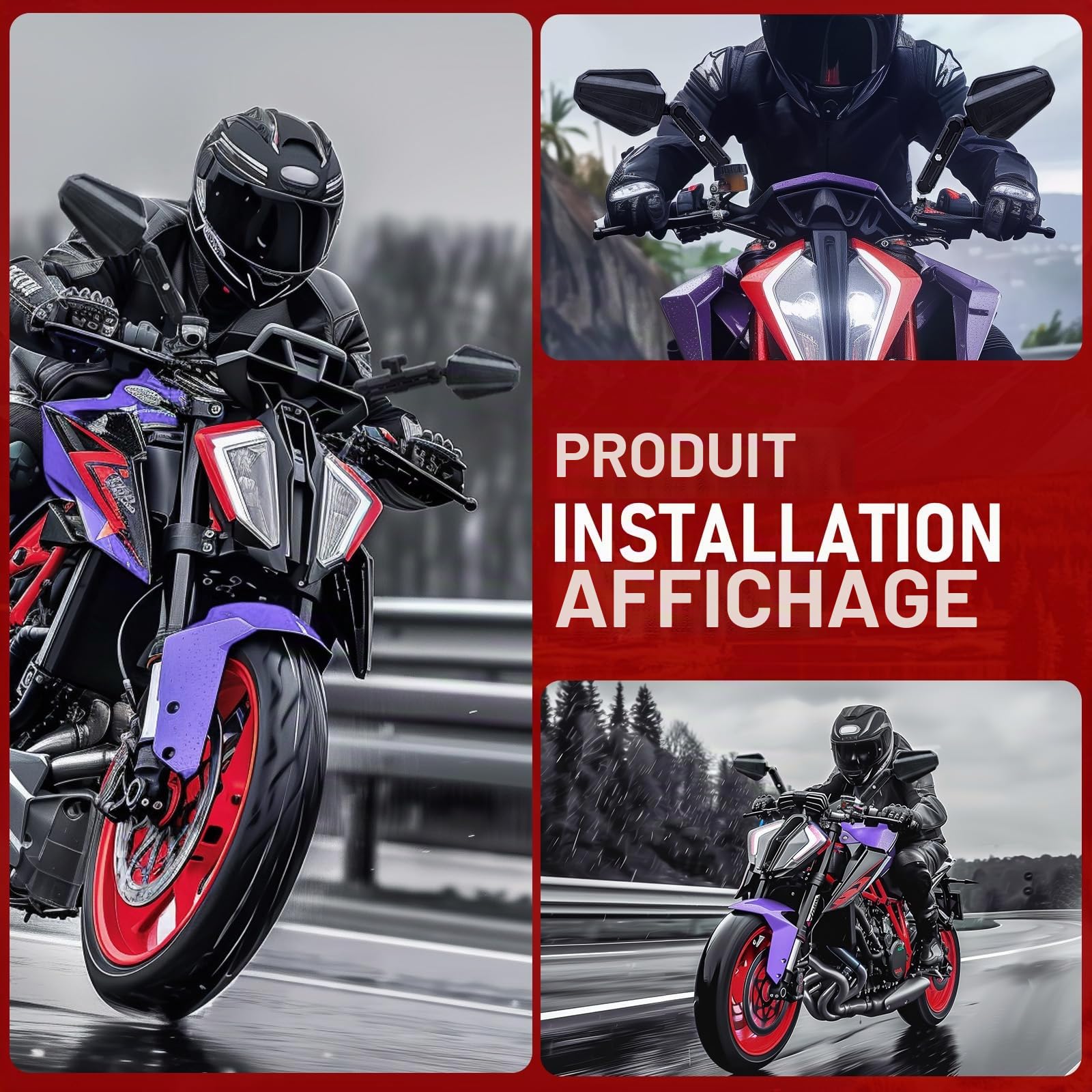 DREAMIZER Rétroviseur Moto Adventure E24, Universel Rétroviseur Moto Pliable 360 ​​​​Enduro Rétroviseur avec guidon 22 mm vis M8/M10 Compatible avec Street Dirt Electric Bike Ebike Scooter ATV Quad