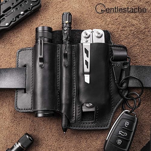 Miniatura 2 de Funda Gentlestache multiherramienta para cinturón, organizador de bolsillo de piel, para uso diario, funda Leatherman con soporte para bolígrafo,
