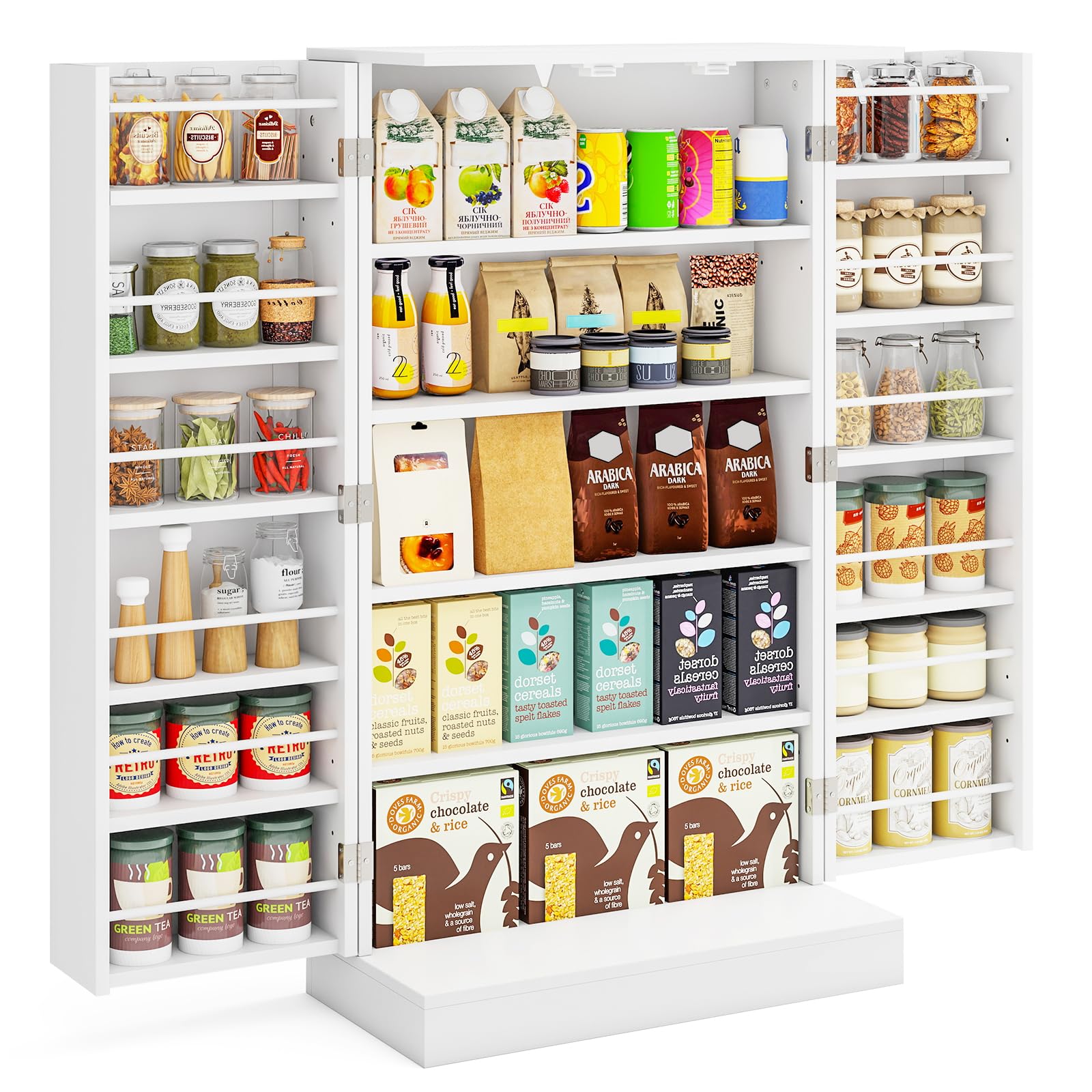 41'' Freestanding Pantry Cabinet, Kitchen Pantry Storage Cabinet With 41'' Freestanding Pantry Cabinet, Kitchen Pantry Storage Cabinet With