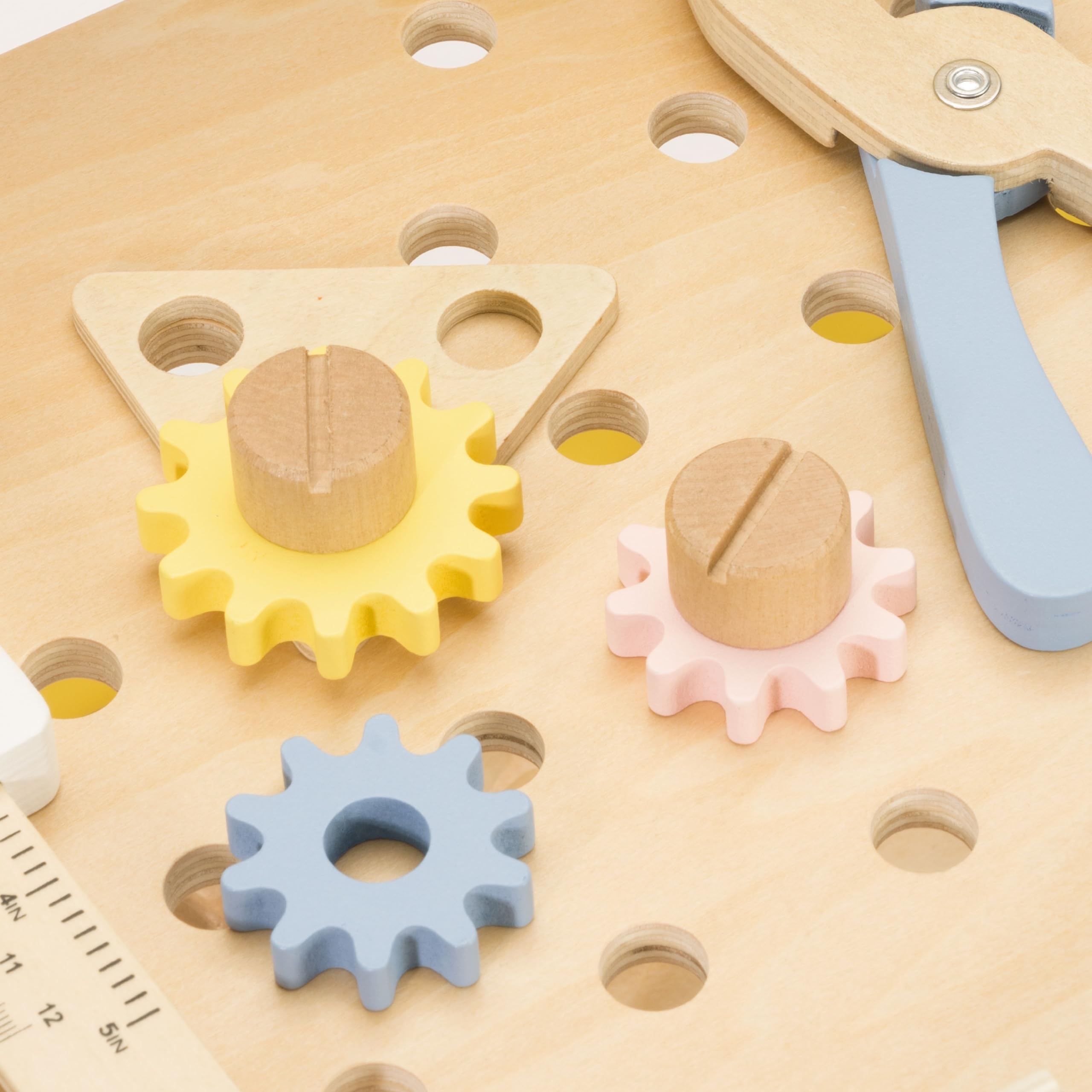 Banco degli attrezzi in legno da 54 pezzi per bambini, set da gioco moderno con strumenti e accessori, giocattolo educativo per carpenteria dai 3 anni in su, ecologico, scintilla creatività e abilità