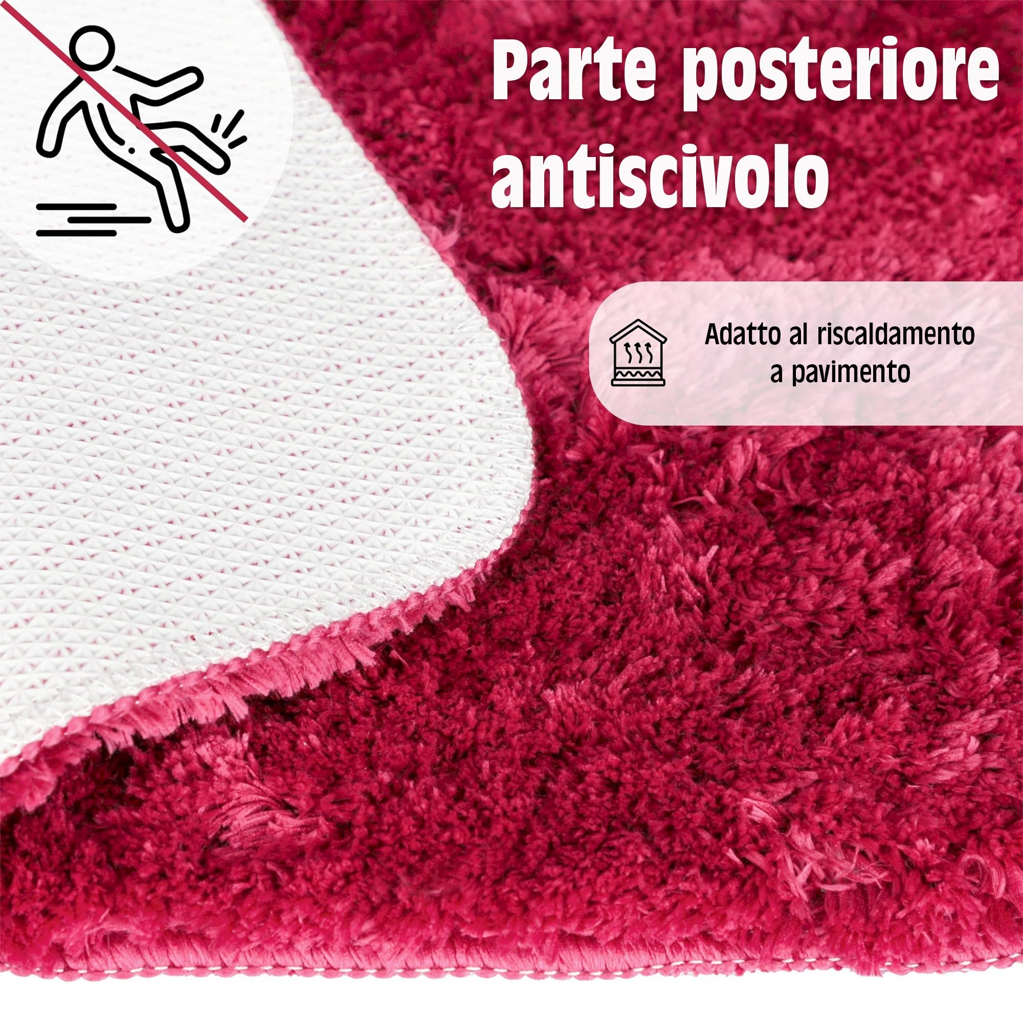 WohnDirect Tappeto Angolare 100x100cm Bordeaux (Rosso)