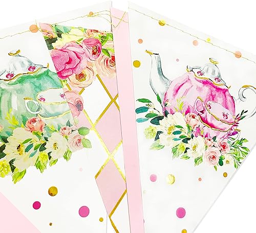 Vista 34 de Banderín de lunares rosados plateados de 30 pies, color rosa y plateado, banderines triangulares, guirnalda de banderines para baby shower, Rosa