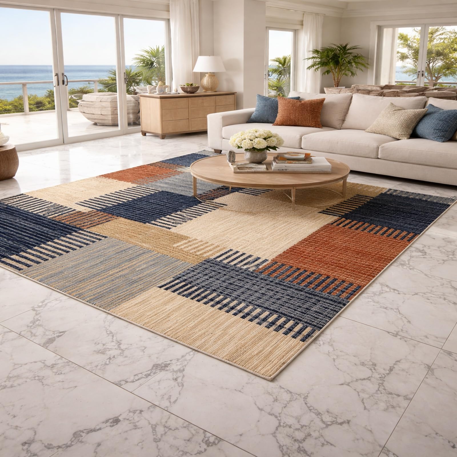 Tapis de salon doux et moderne multicolore de 200x280 cm idéal pour réchauffer la chambre