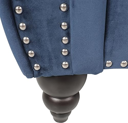 Miniatura 6 de RARZOE Moderno juego de sofá de 2 piezas, contemporáneo Chesterfield de terciopelo con botones copetudos, sofá de tres plazas y silla de club con