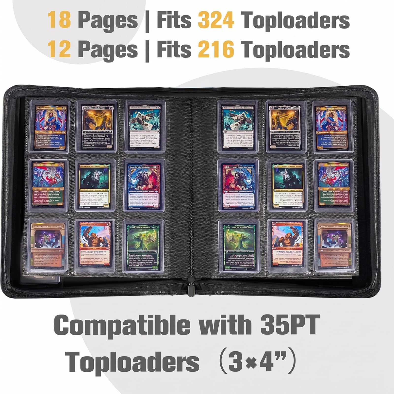 ProCase Segregator ładowany od góry, 9 kieszeni, pomieści 324 Toploadery, wodoodporna skóra PU z kieszeniami bez PCW na karty kolekcjonerskie lub karty sportowe, kompatybilne z TCG, MTG w ładowaniu od