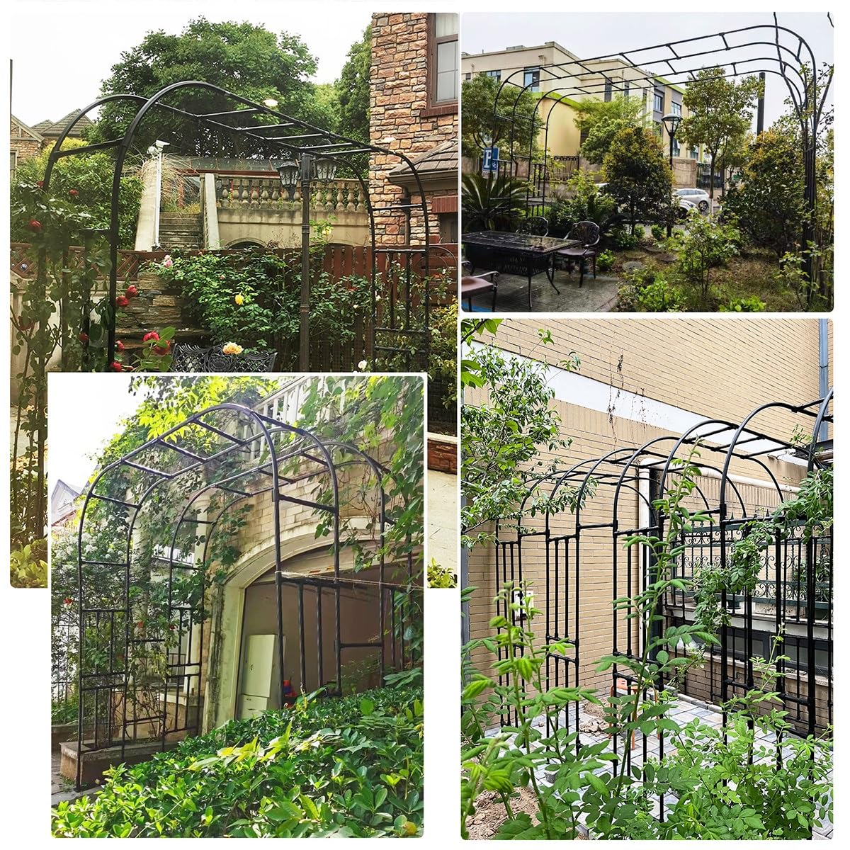 COSTWAY Pérgola De Jardin De Metal De 240 Cm, Enrejado De Arco De Jardin  Para Plantas, image size:1200x1200