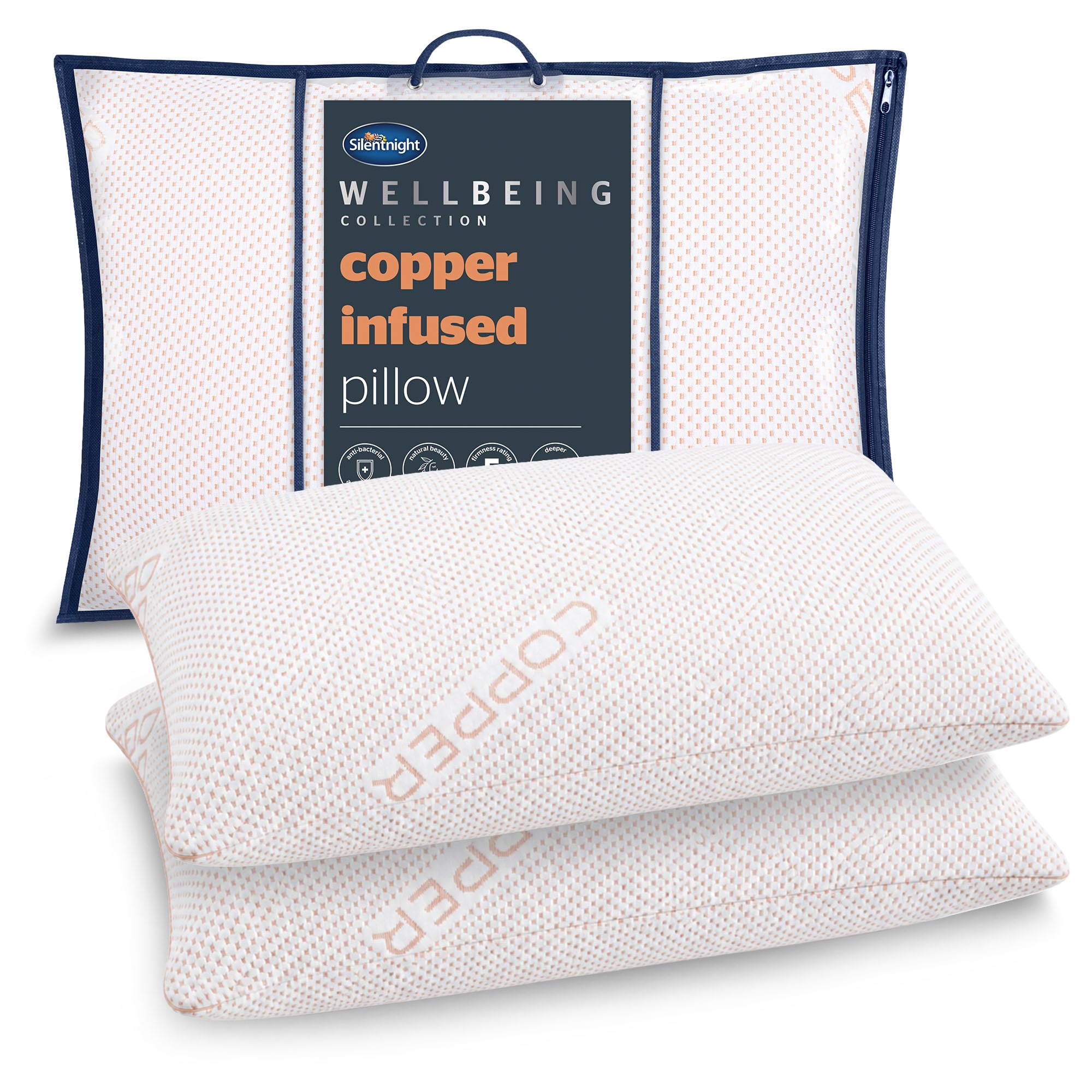 Silentnight Wellbeing Collection Copper Pillow 2 Pack