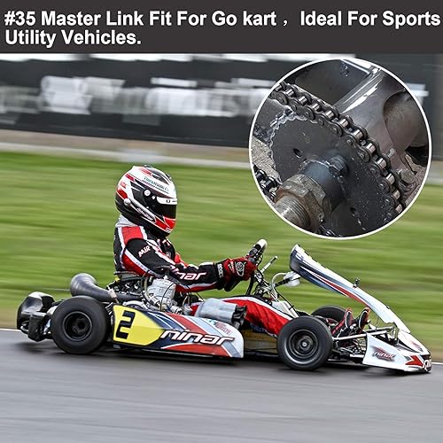 Miniatura 7 de PAGOW Rodillo de eslabones maestros de cadena #35, conector resistente de aleación de acero para bicicleta, mini hoyo de karting, ATV, scooter,