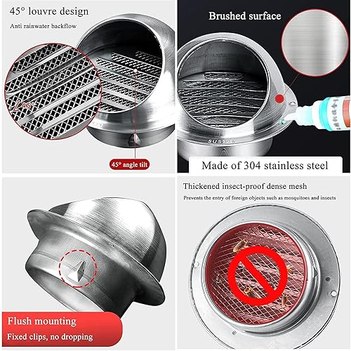 Miniatura 7 de Tapa de ventilación de pared, campana de salida de ventilación de pared de 5, 8, 10, 12 pulgadas, cubierta de rejilla de ventilación de aire de