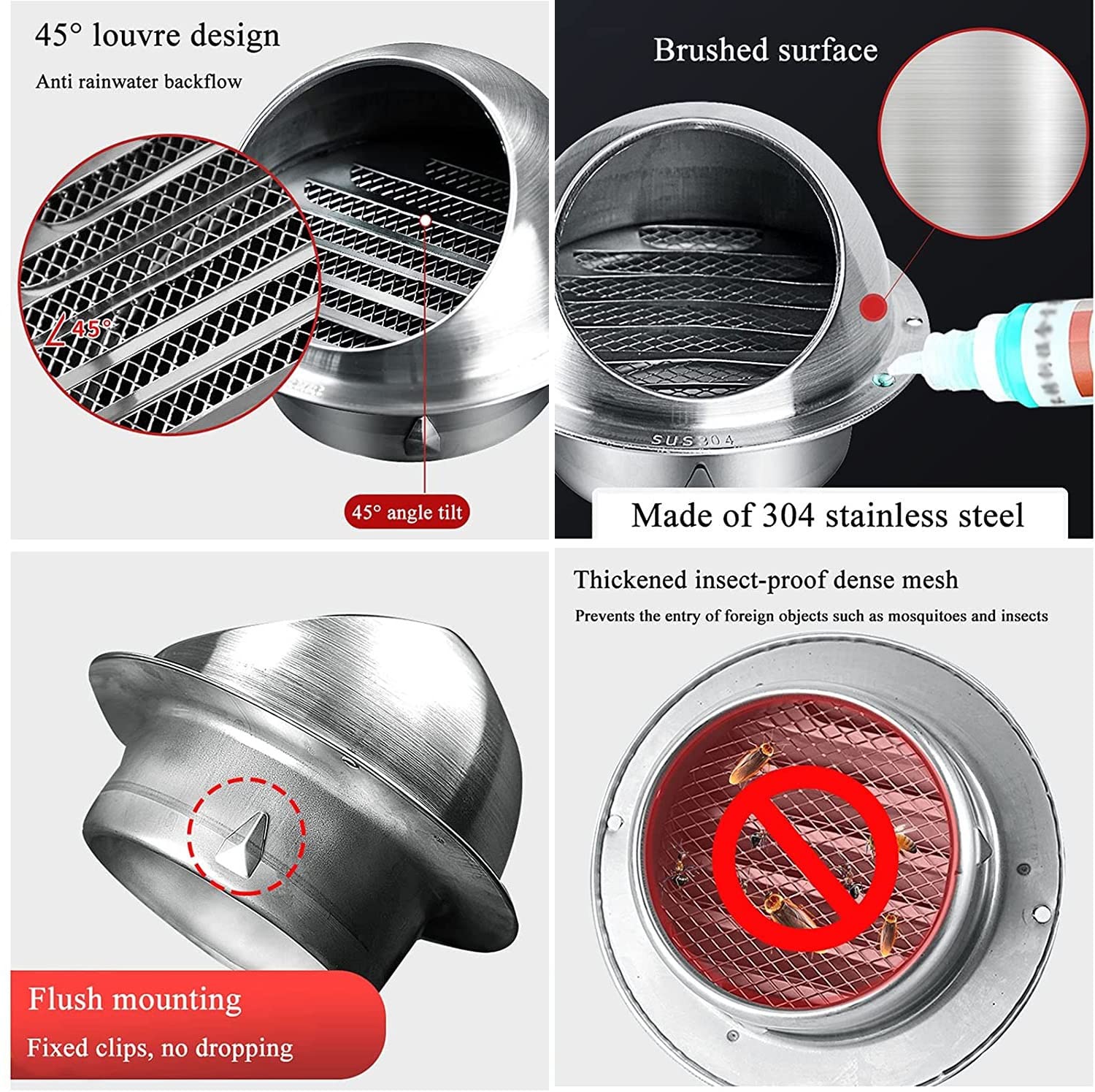 Amazon.co.jp: 通気口 丸型 換気扇フード 屋外 304ステンレス製 換気口