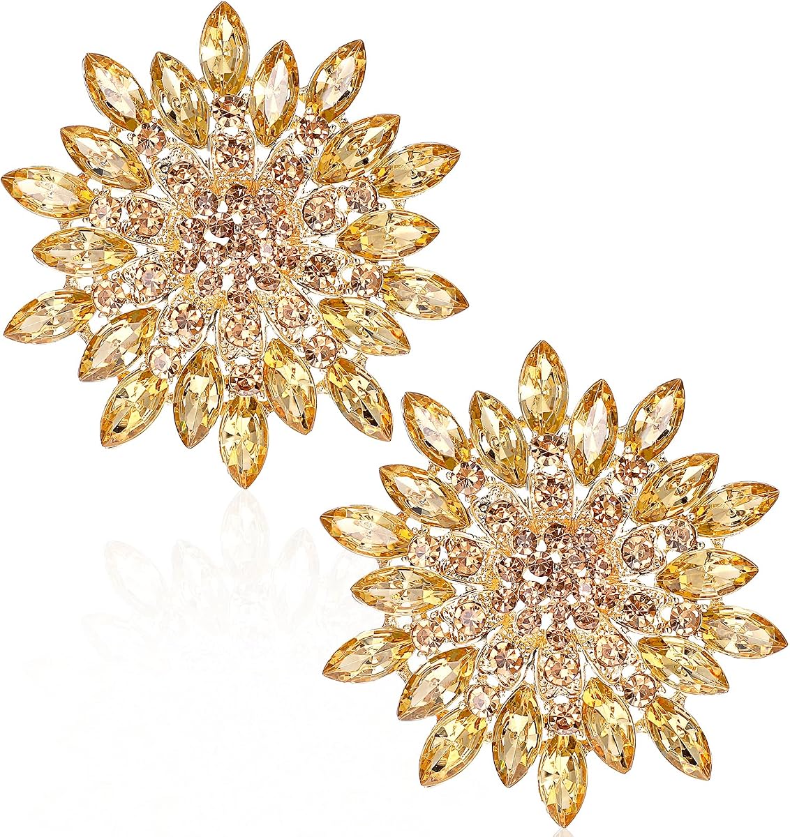2 piezas Broche de cristal de girasol de colores Pin de broche de flor de diamantes de imitación Elegantes broches de cristal Elegantes broches Accesorio de bolsa de sombrero de moda para mujer Vestido de fiesta de cumpleaños y fiesta de Halloween