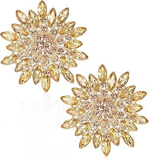 2 Pcs Colorful Sunflower Crystal Brooch Rhinestone Flower Brooch Pin Stylish Crystal Brooches Elegant Brooches Fashion Hat Bag Accessories for Women Wedding Party Birthday Dance Banquet Dress