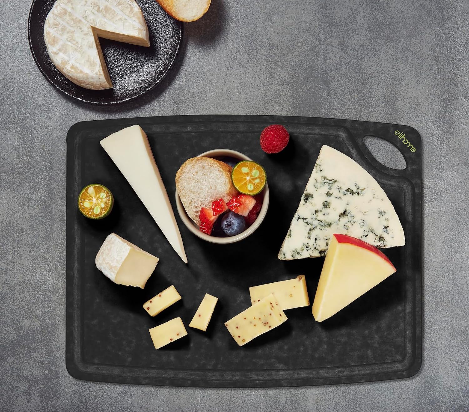Elihome Classic Series Cutting Board for Kitchen, Natural Wood Fiber Composite, Dishwasher Safe, Eco-Friendly, Juice Grooves, Non-Porous, Reversible, BPA Free, Made in USA, Medium, 13"x 10" Black