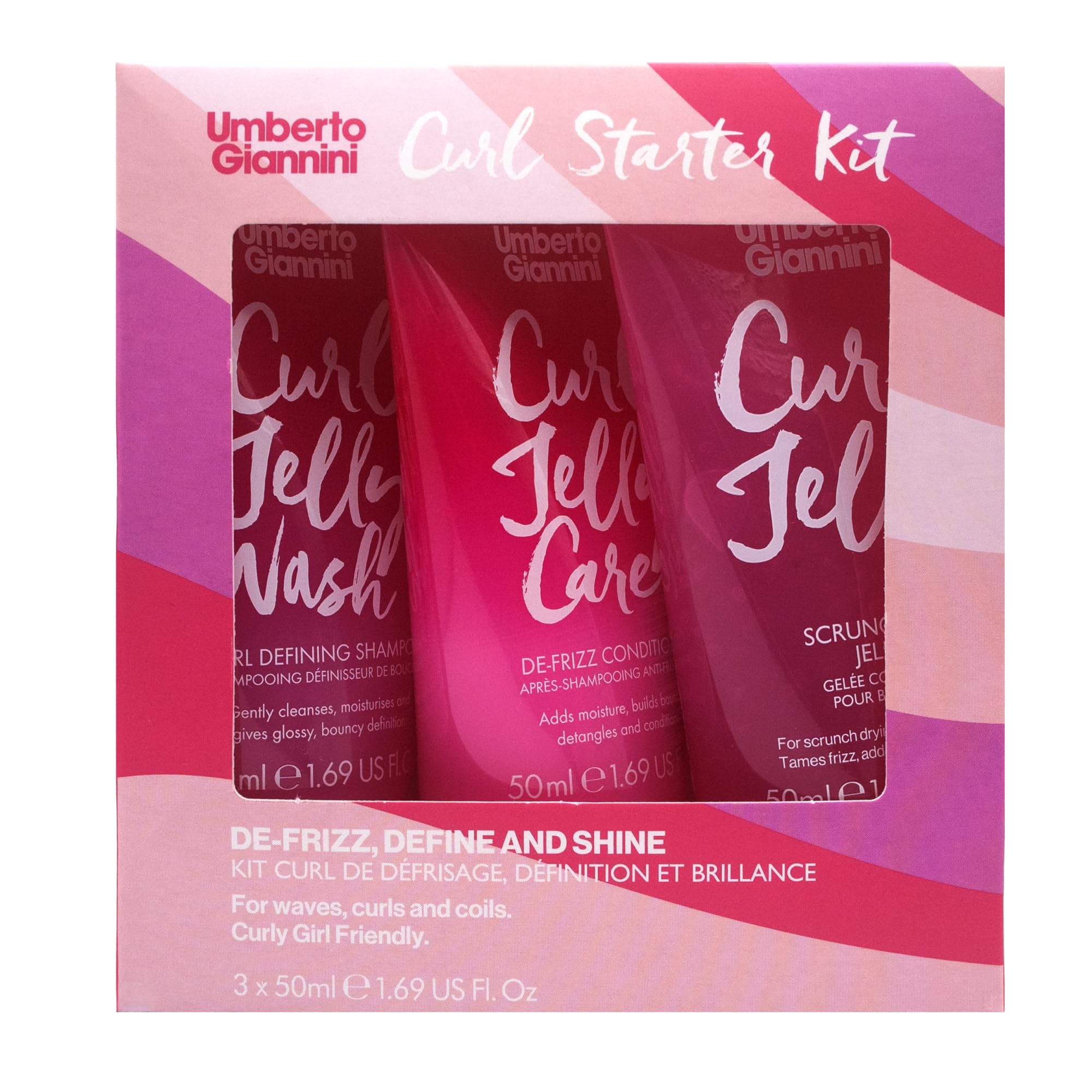 Umberto Giannini Curl Jelly Starter Kit - Travel Size Curl Scrunching Jelly, Shampoo & Conditioner