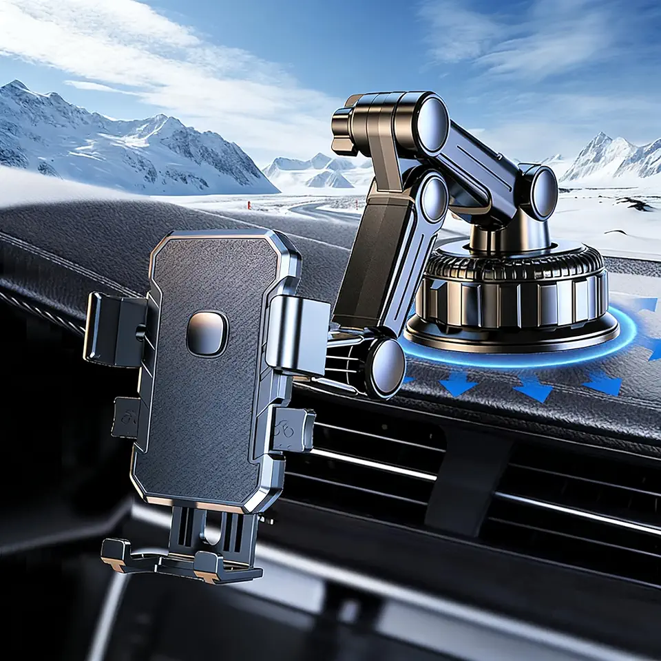 Suporte de carro para celular, console central de adsorção a vácuo, suporte fixo à prova de choque para caminhões e carros