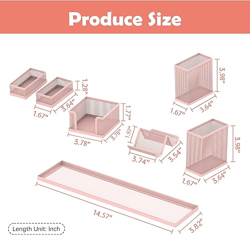 Miniatura 3 de SUPEASY Soporte para bolígrafo para escritorio, juego de 6 piezas de organizador de escritorio de malla para organización de oficina con organizador